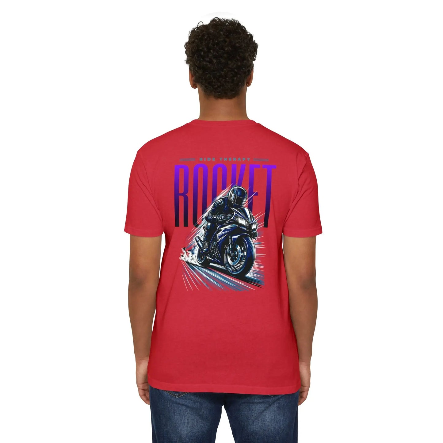 Rocket Themed Unisex Tee, Motorcycle Lover Gift, Casual Wear, Gift for Bikers, Unique Graphic T-Shirt Printify