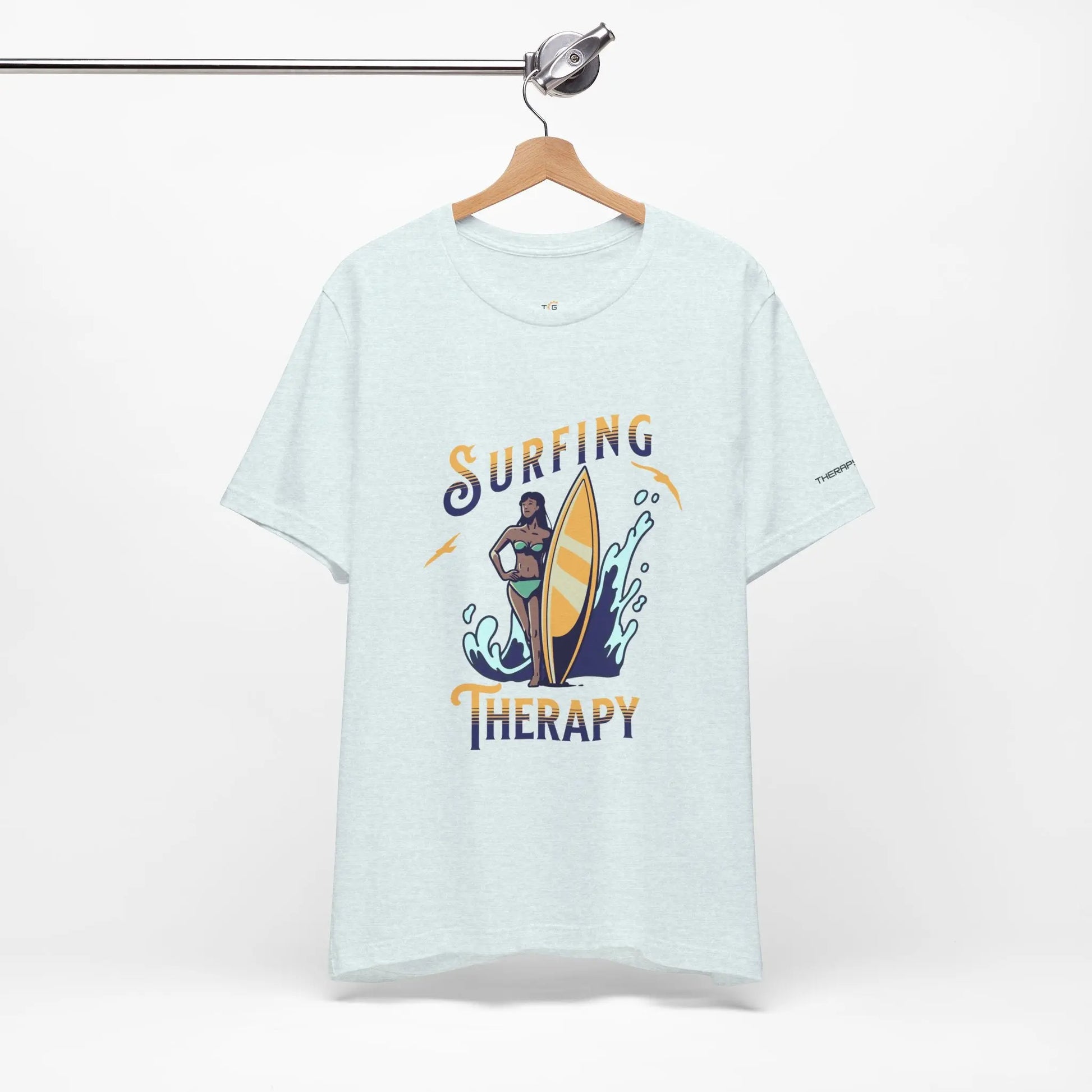 Surfing Therapy Unisex Tee, Surfing Shirt, Beach Lover Gift, Casual Summer Wear, Ocean Vibes T-Shirt, Surfboard Graphic Tee Printify