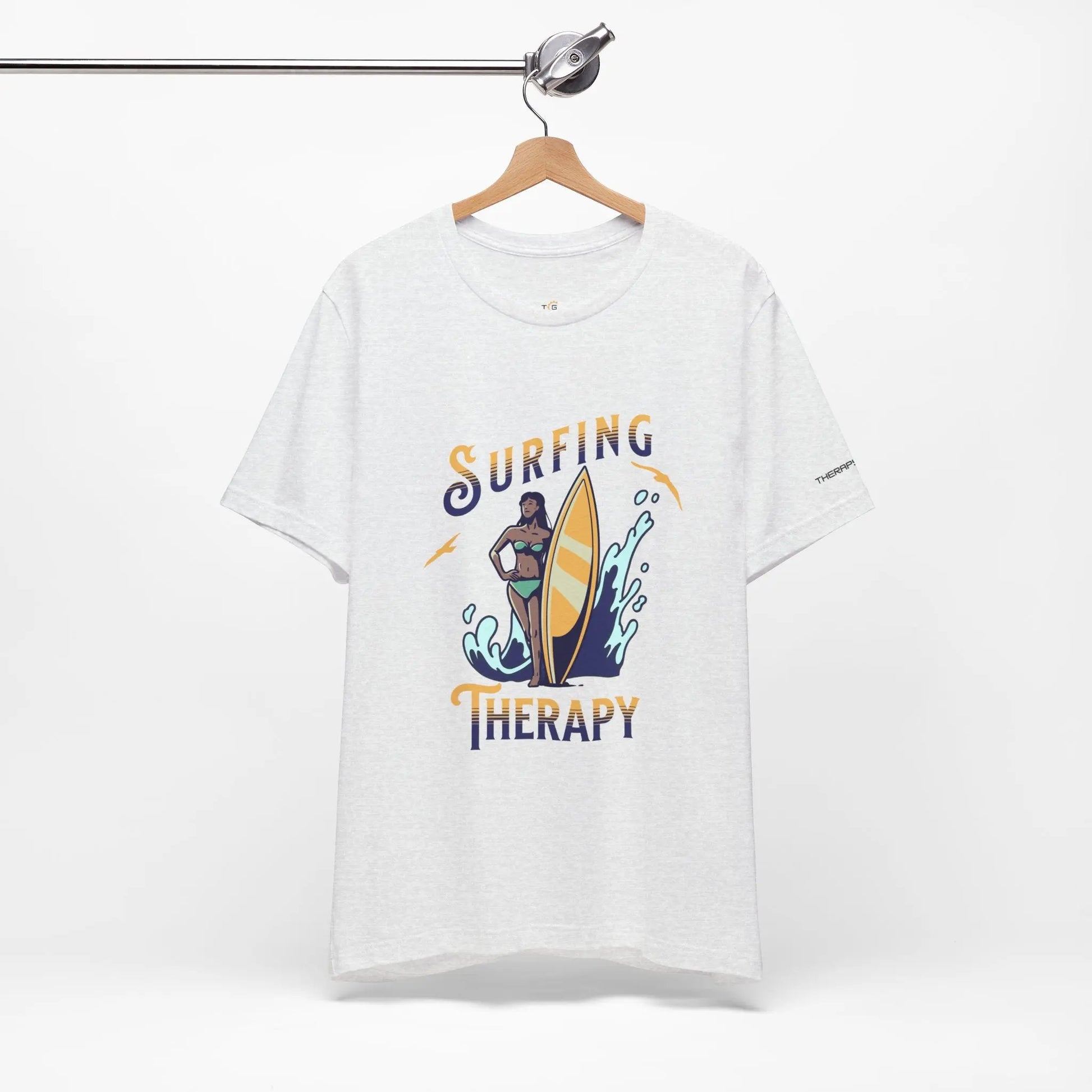 Surfing Therapy Unisex Tee, Surfing Shirt, Beach Lover Gift, Casual Summer Wear, Ocean Vibes T-Shirt, Surfboard Graphic Tee Printify