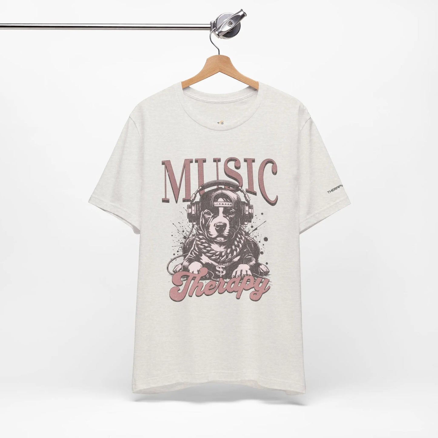 Music Therapy Unisex Jersey Tee - Perfect Gift for Music Lovers, Dog Owners, Casual Wear, Relaxation, & Dog Lovers! Printify