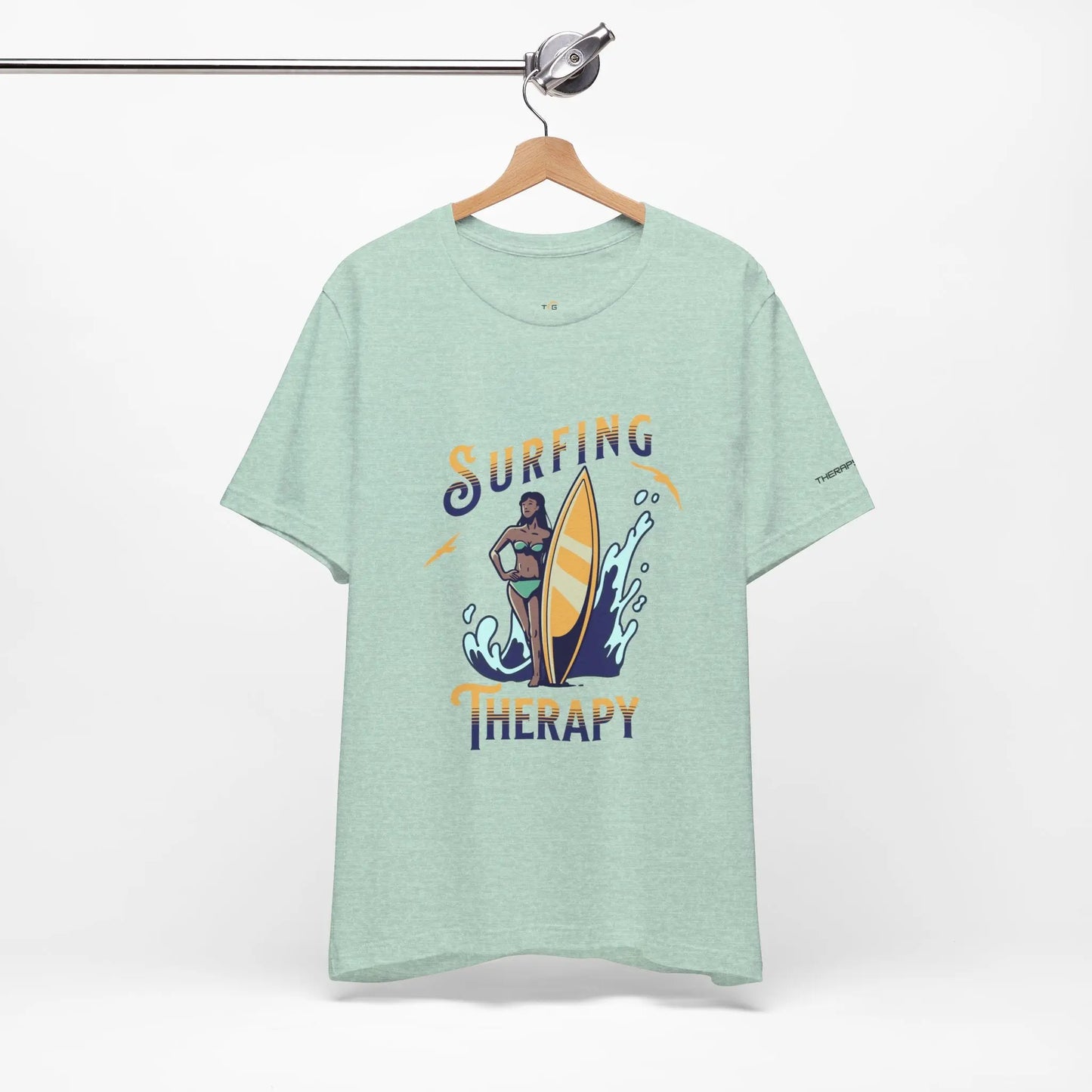 Surfing Therapy Unisex Tee, Surfing Shirt, Beach Lover Gift, Casual Summer Wear, Ocean Vibes T-Shirt, Surfboard Graphic Tee Printify