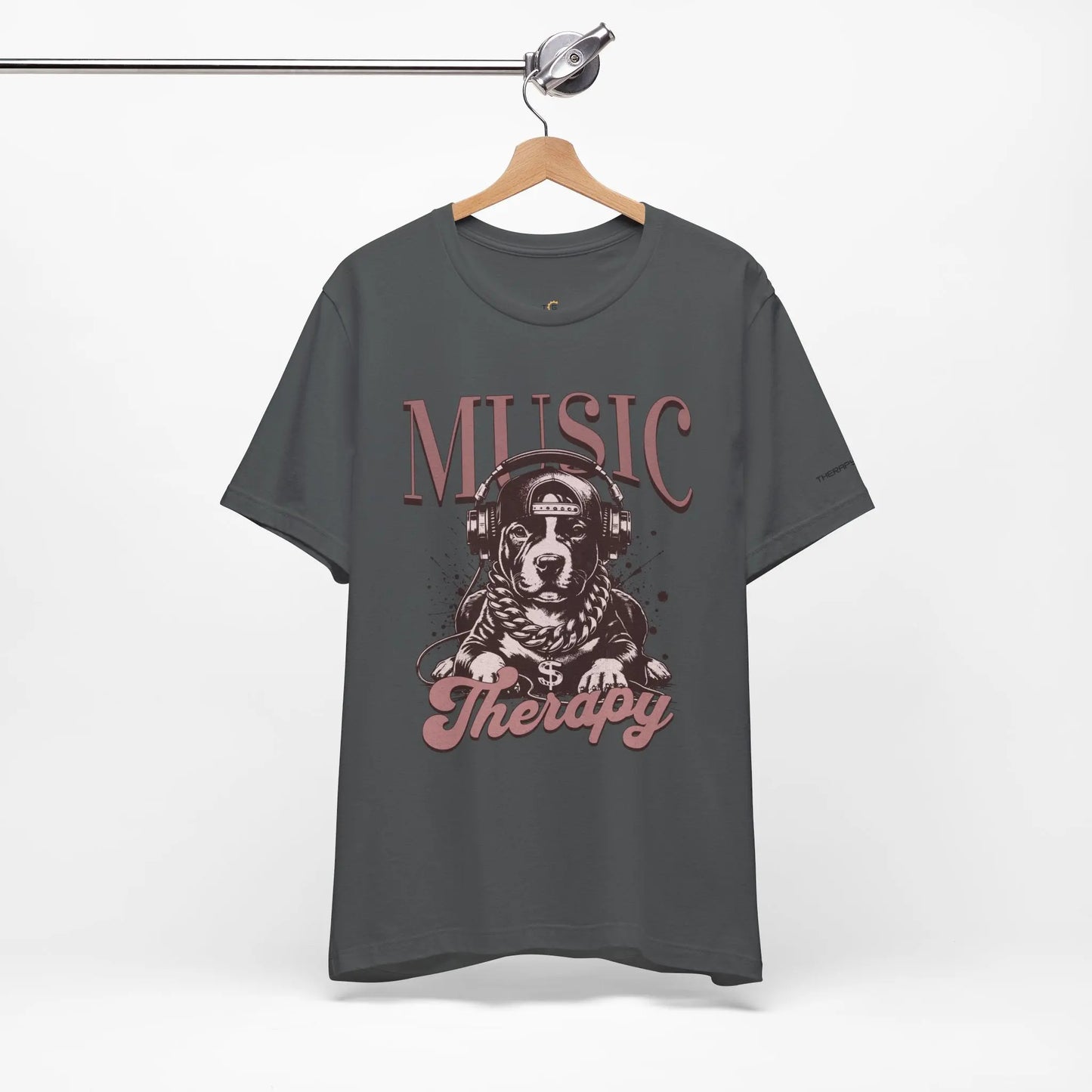 Music Therapy Unisex Jersey Tee - Perfect Gift for Music Lovers, Dog Owners, Casual Wear, Relaxation, & Dog Lovers! Printify