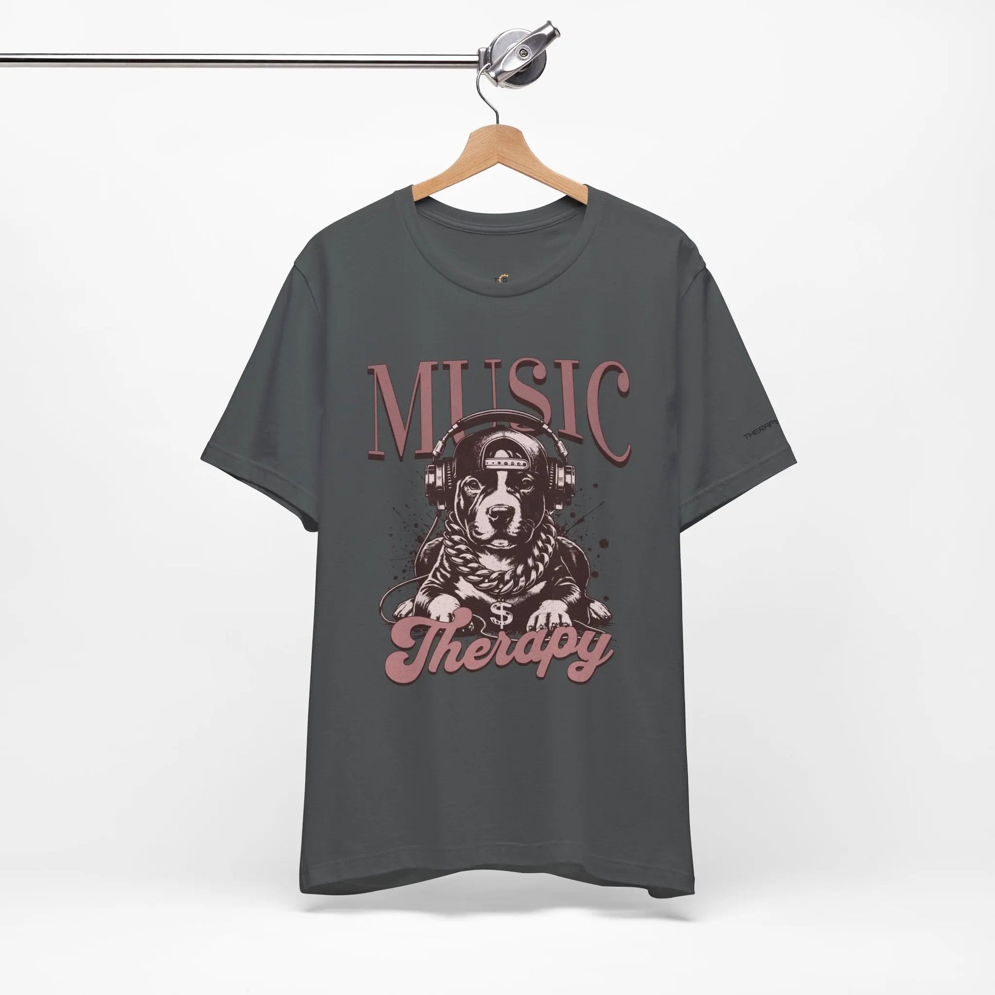 Music Therapy Unisex Jersey Tee - Perfect Gift for Music Lovers, Dog Owners, Casual Wear, Relaxation, & Dog Lovers! Printify