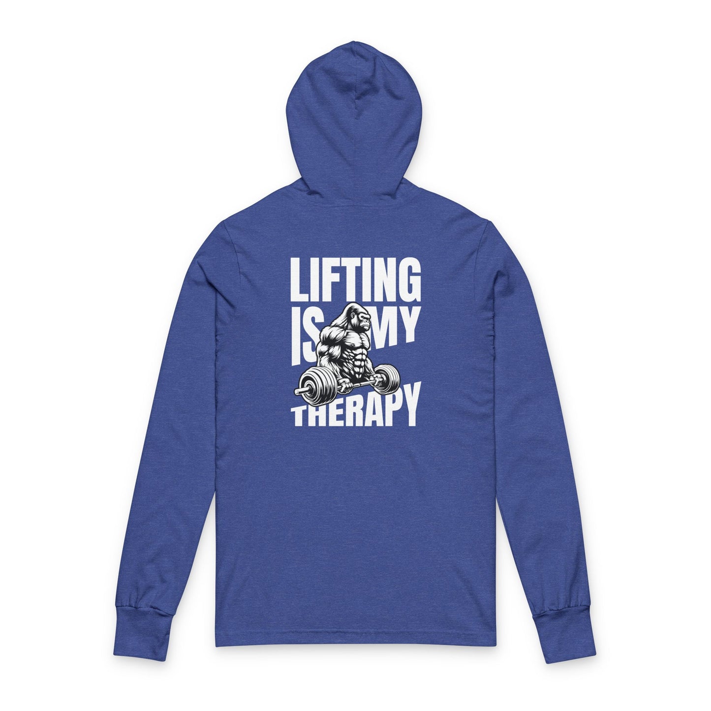 Gym Gorilla Hooded Long Sleeve Tee — Weightlifting Barbell Back Print
