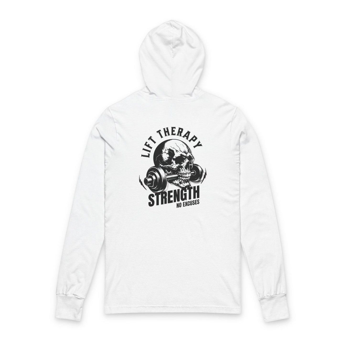 Strength Skull Hoodie Tee — 'Lift Heavy' Long-Sleeve Hooded Shirt for Gym & Fitness