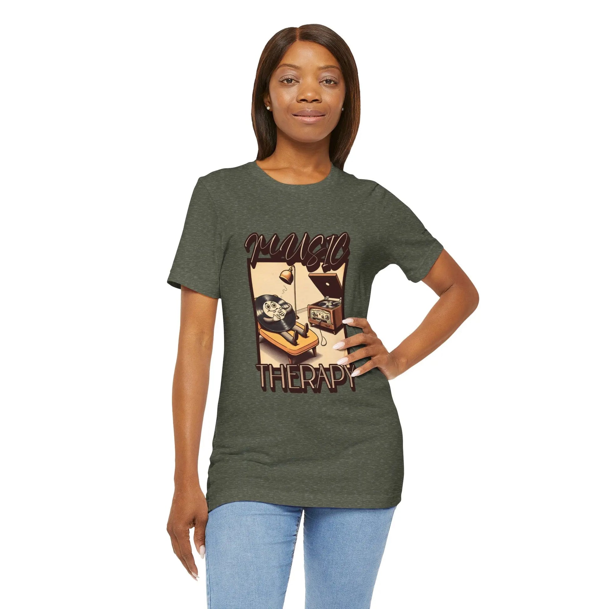 Music Therapy Unisex Tee, Casual Music Shirt, Perfect Gift for Music Lovers, Therapeutic Vibe Tee for Relaxation, Music Appreciation Printify