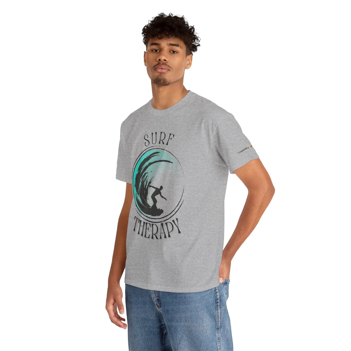 Surf Therapy Unisex Heavy Cotton Tee | Relaxed Fit Summer Shirt, Beach Lover Gift, Surfing Apparel, Ocean Vibes T-Shirt, Fun Casual Wear Printify