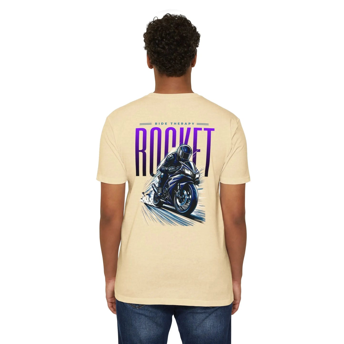 Rocket Themed Unisex Tee, Motorcycle Lover Gift, Casual Wear, Gift for Bikers, Unique Graphic T-Shirt Printify