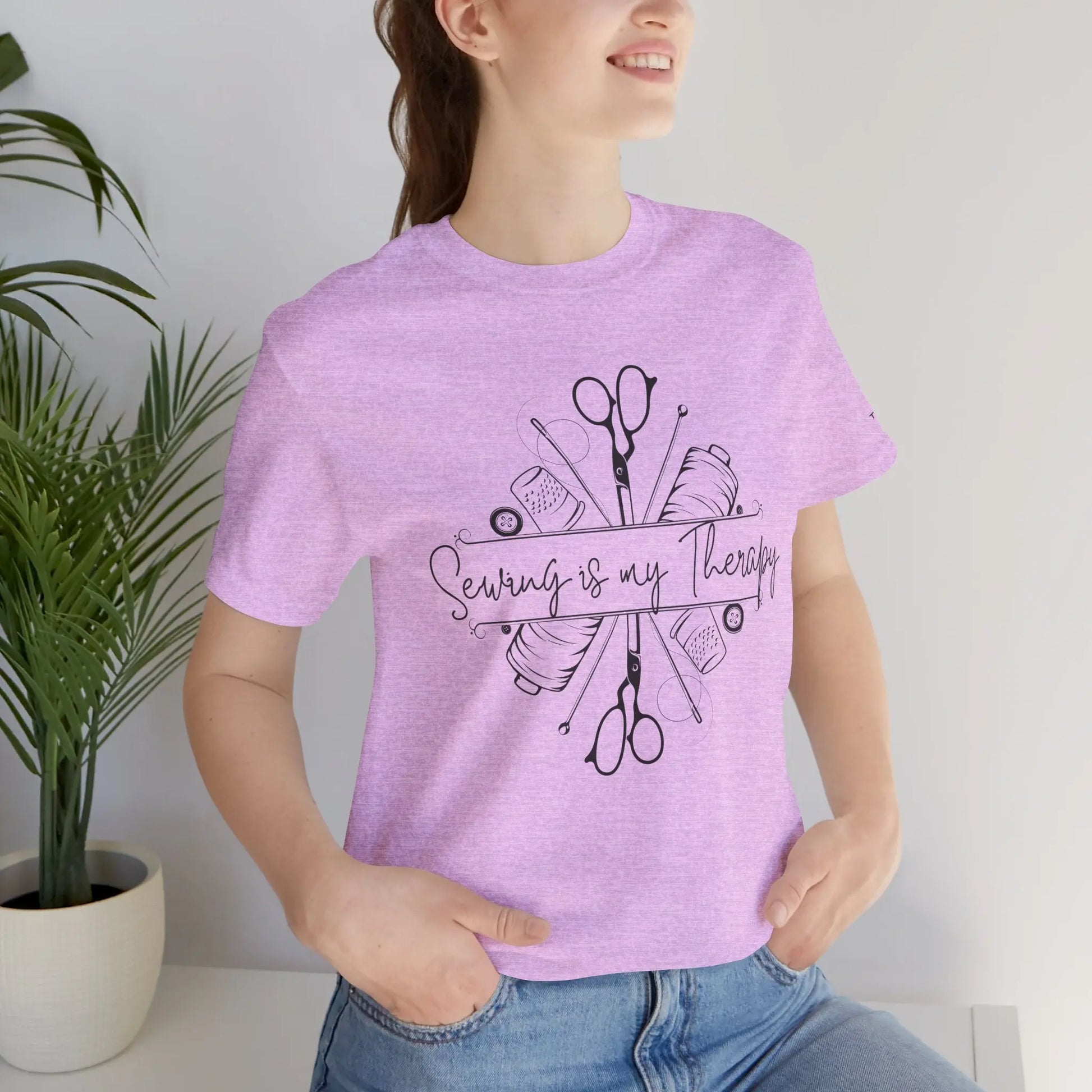 Sewing Therapy Tee - Unisex Jersey Short Sleeve Shirt, Gift for Sewers Printify