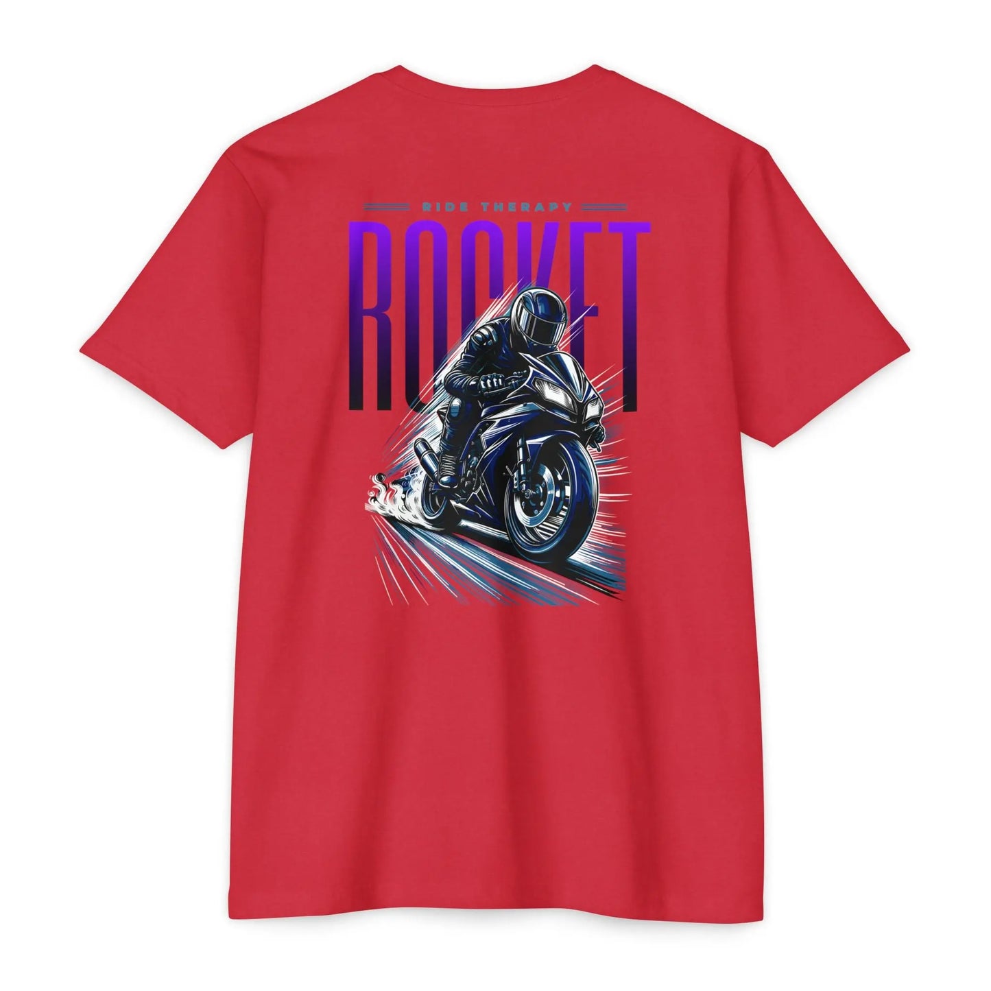 Rocket Themed Unisex Tee, Motorcycle Lover Gift, Casual Wear, Gift for Bikers, Unique Graphic T-Shirt Printify