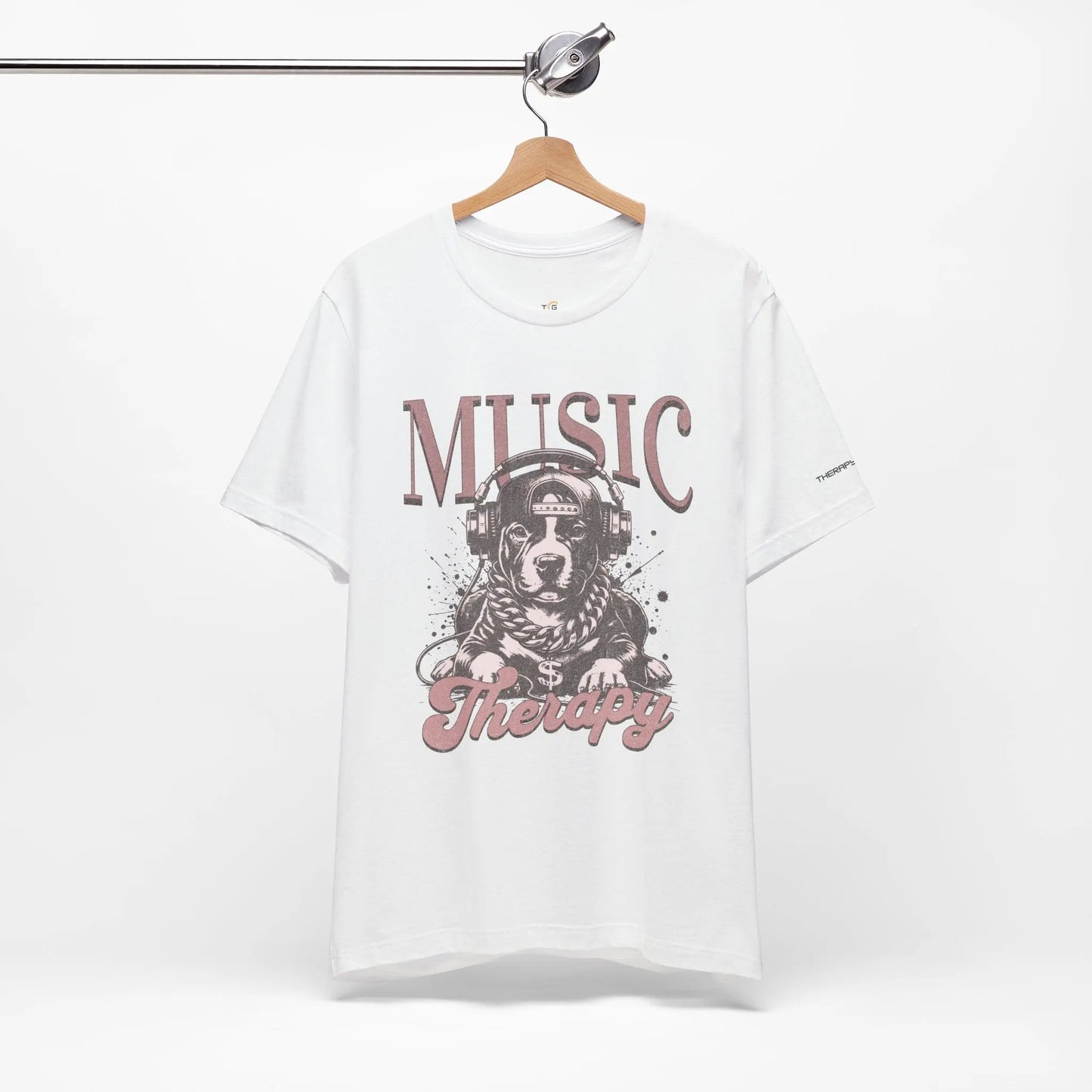 Music Therapy Unisex Jersey Tee - Perfect Gift for Music Lovers, Dog Owners, Casual Wear, Relaxation, & Dog Lovers! Printify