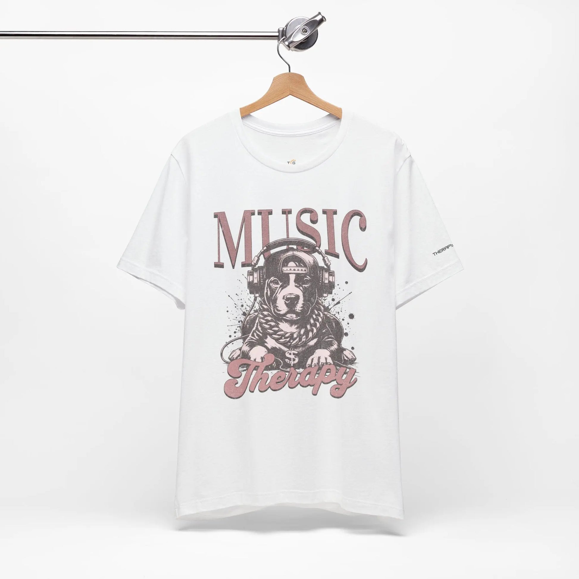 Music Therapy Unisex Jersey Tee - Perfect Gift for Music Lovers, Dog Owners, Casual Wear, Relaxation, & Dog Lovers! Printify