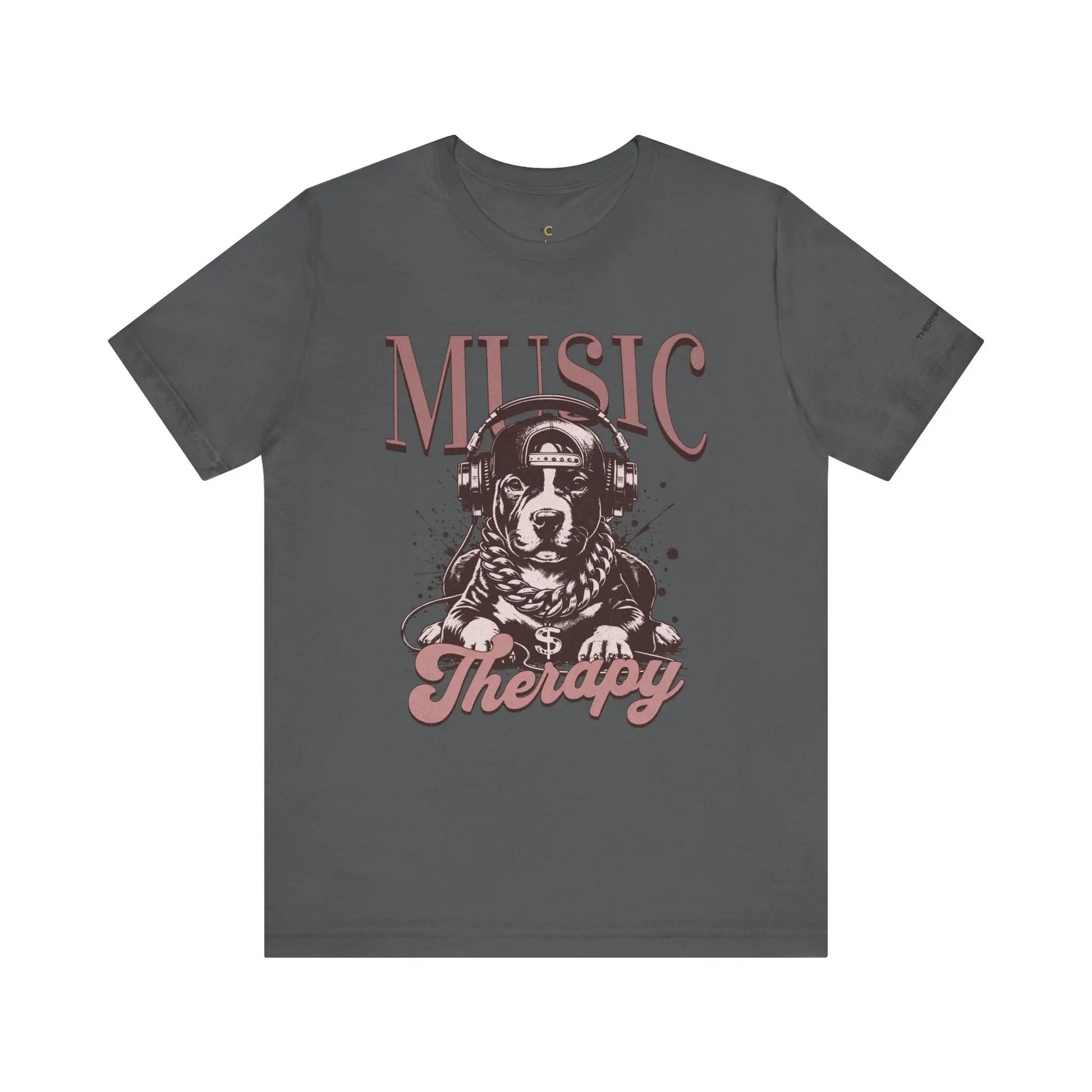 Music Therapy Unisex Jersey Tee - Perfect Gift for Music Lovers, Dog Owners, Casual Wear, Relaxation, & Dog Lovers! Printify