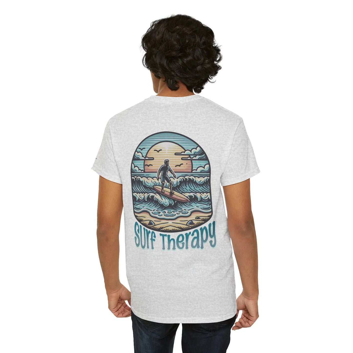 Surf Therapy Unisex Heavy Cotton Tee, Summer Vibes T-Shirt, Beach Day Apparel, Water Sports Gift, Casual Surfwear Printify