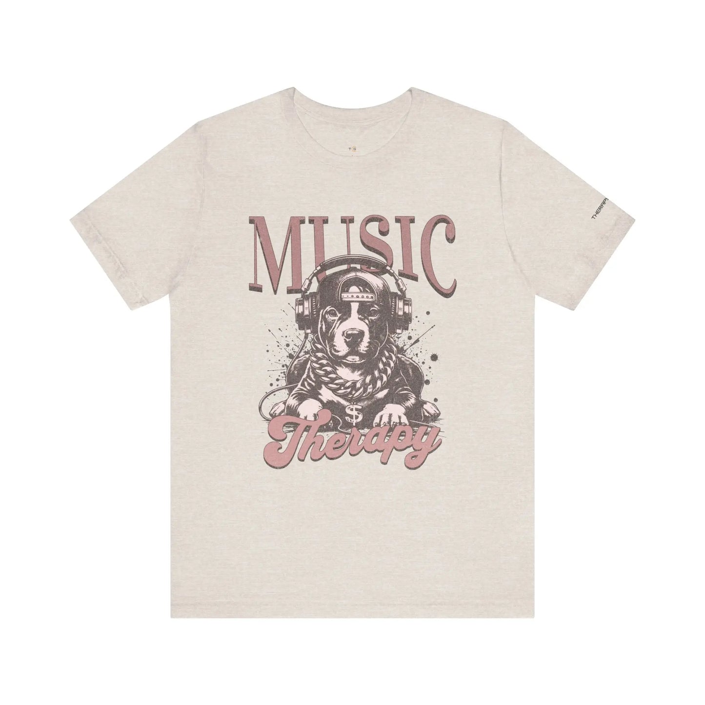 Music Therapy Unisex Jersey Tee - Perfect Gift for Music Lovers, Dog Owners, Casual Wear, Relaxation, & Dog Lovers! Printify