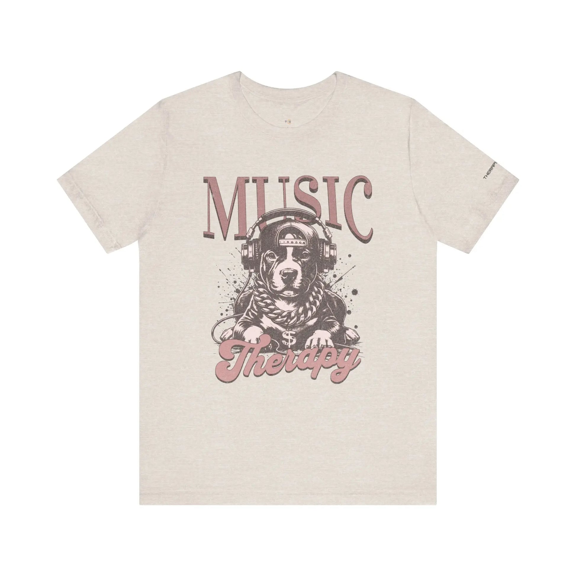 Music Therapy Unisex Jersey Tee - Perfect Gift for Music Lovers, Dog Owners, Casual Wear, Relaxation, & Dog Lovers! Printify