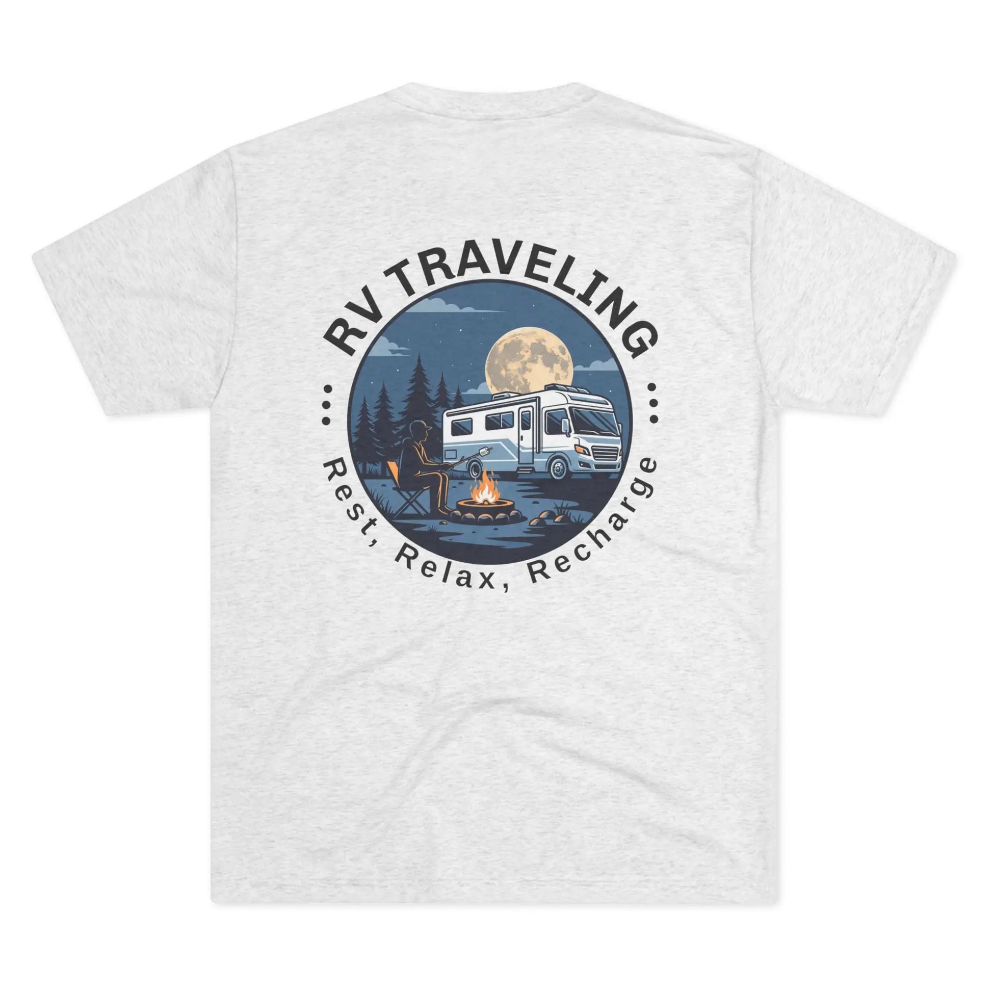 RV Traveling T‑Shirt – 'Rest, Relax, Recharge' Campervan Camping Tee Printify