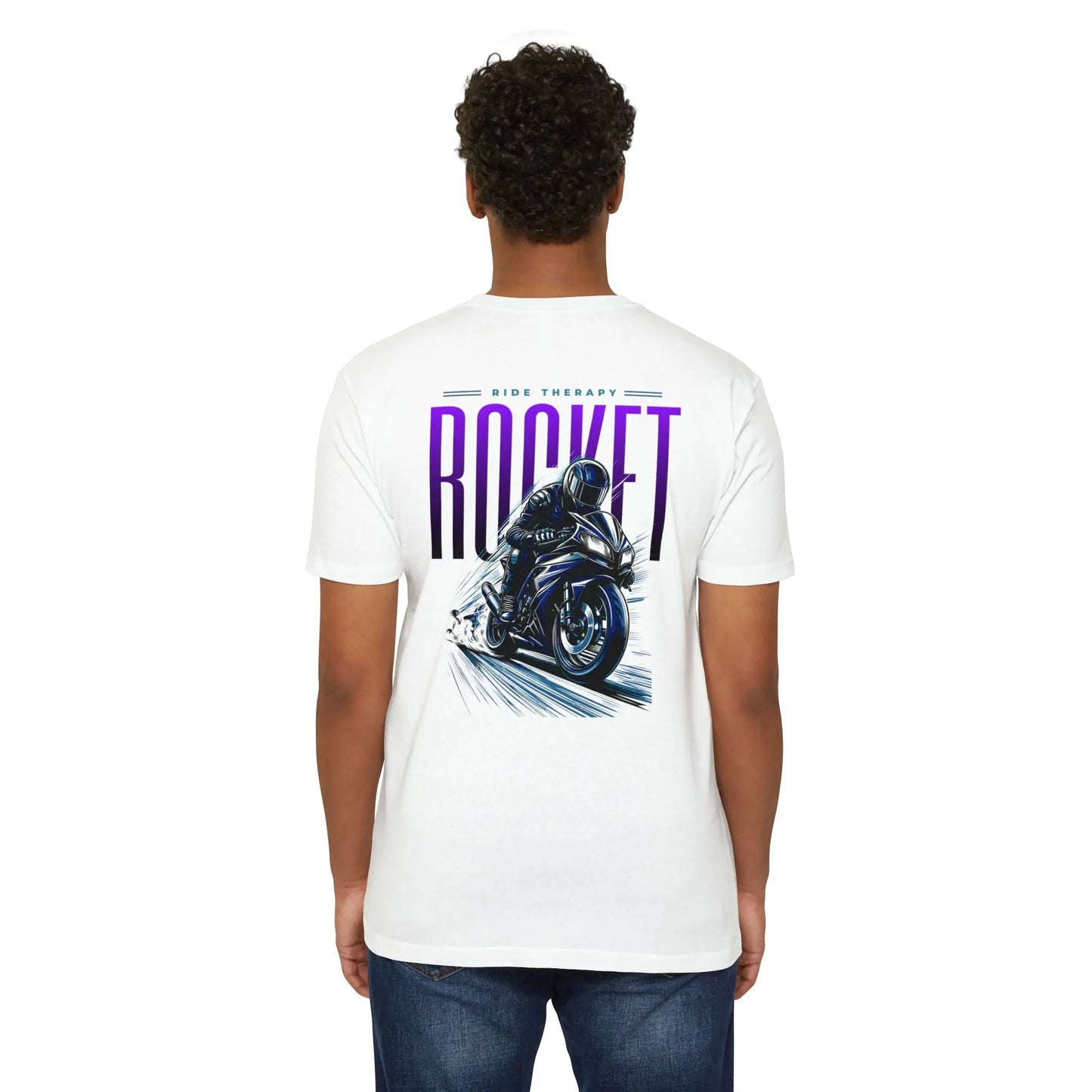 Rocket Themed Unisex Tee, Motorcycle Lover Gift, Casual Wear, Gift for Bikers, Unique Graphic T-Shirt Printify