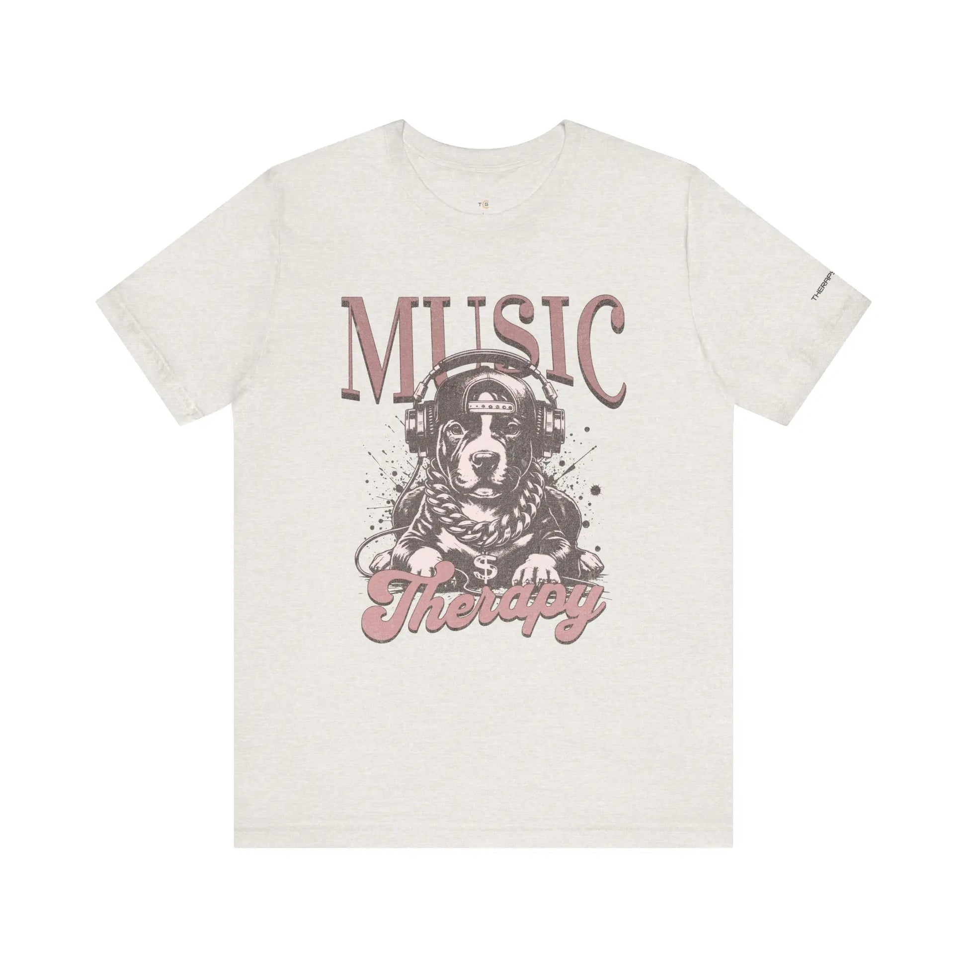 Music Therapy Unisex Jersey Tee - Perfect Gift for Music Lovers, Dog Owners, Casual Wear, Relaxation, & Dog Lovers! Printify