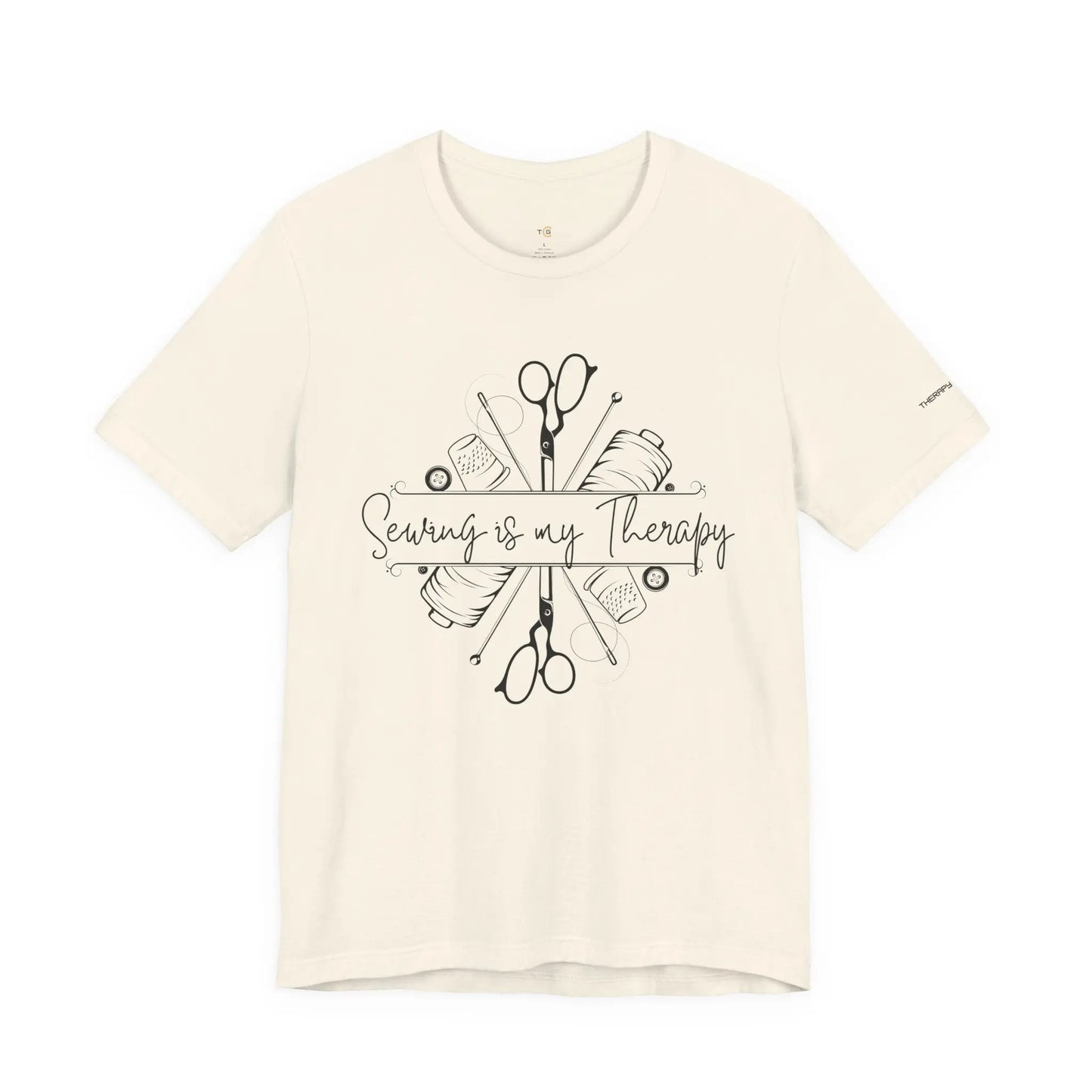 Sewing Therapy Tee - Unisex Jersey Short Sleeve Shirt, Gift for Sewers Printify