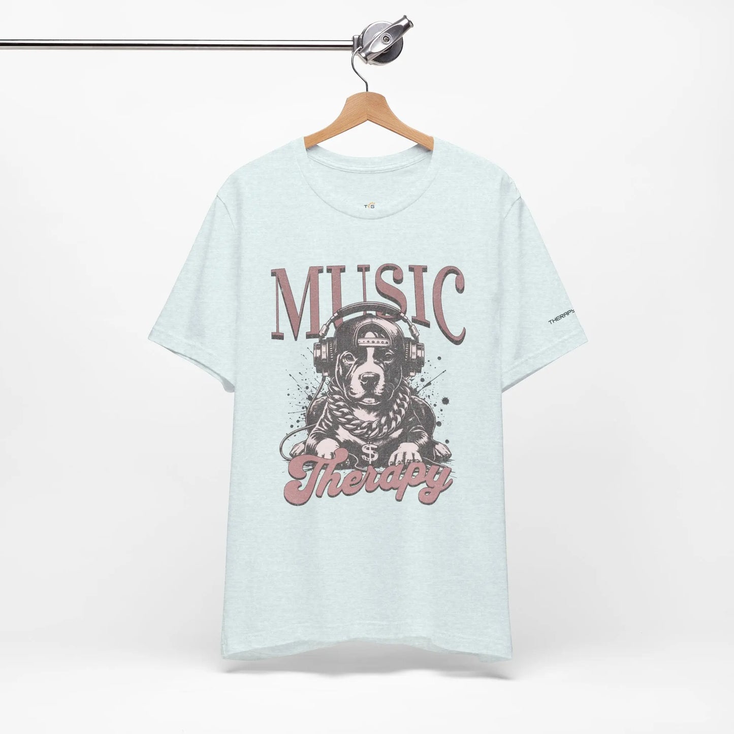 Music Therapy Unisex Jersey Tee - Perfect Gift for Music Lovers, Dog Owners, Casual Wear, Relaxation, & Dog Lovers! Printify