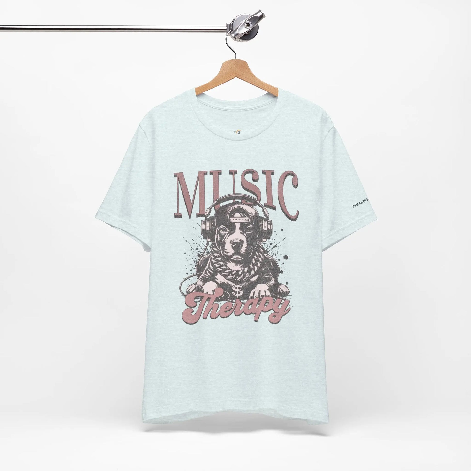 Music Therapy Unisex Jersey Tee - Perfect Gift for Music Lovers, Dog Owners, Casual Wear, Relaxation, & Dog Lovers! Printify