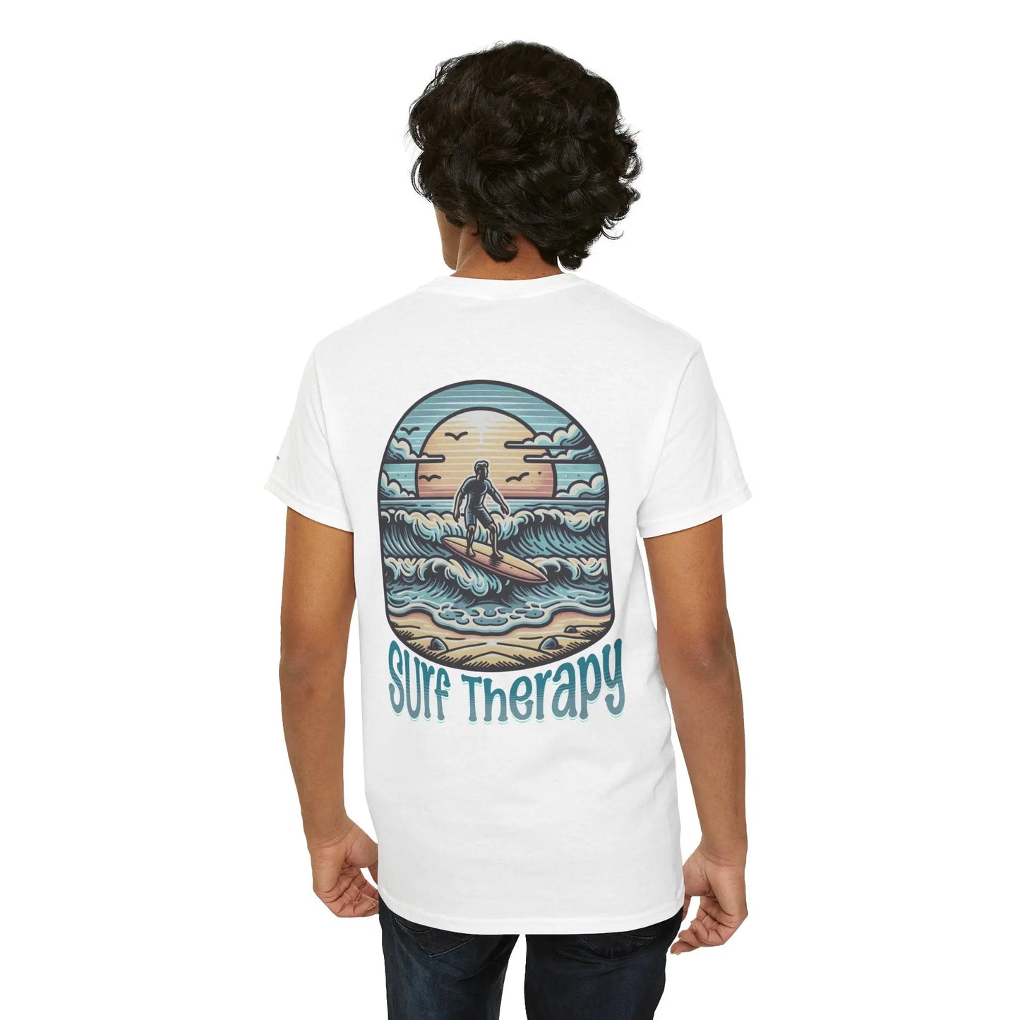 Surf Therapy Unisex Heavy Cotton Tee, Summer Vibes T-Shirt, Beach Day Apparel, Water Sports Gift, Casual Surfwear Printify
