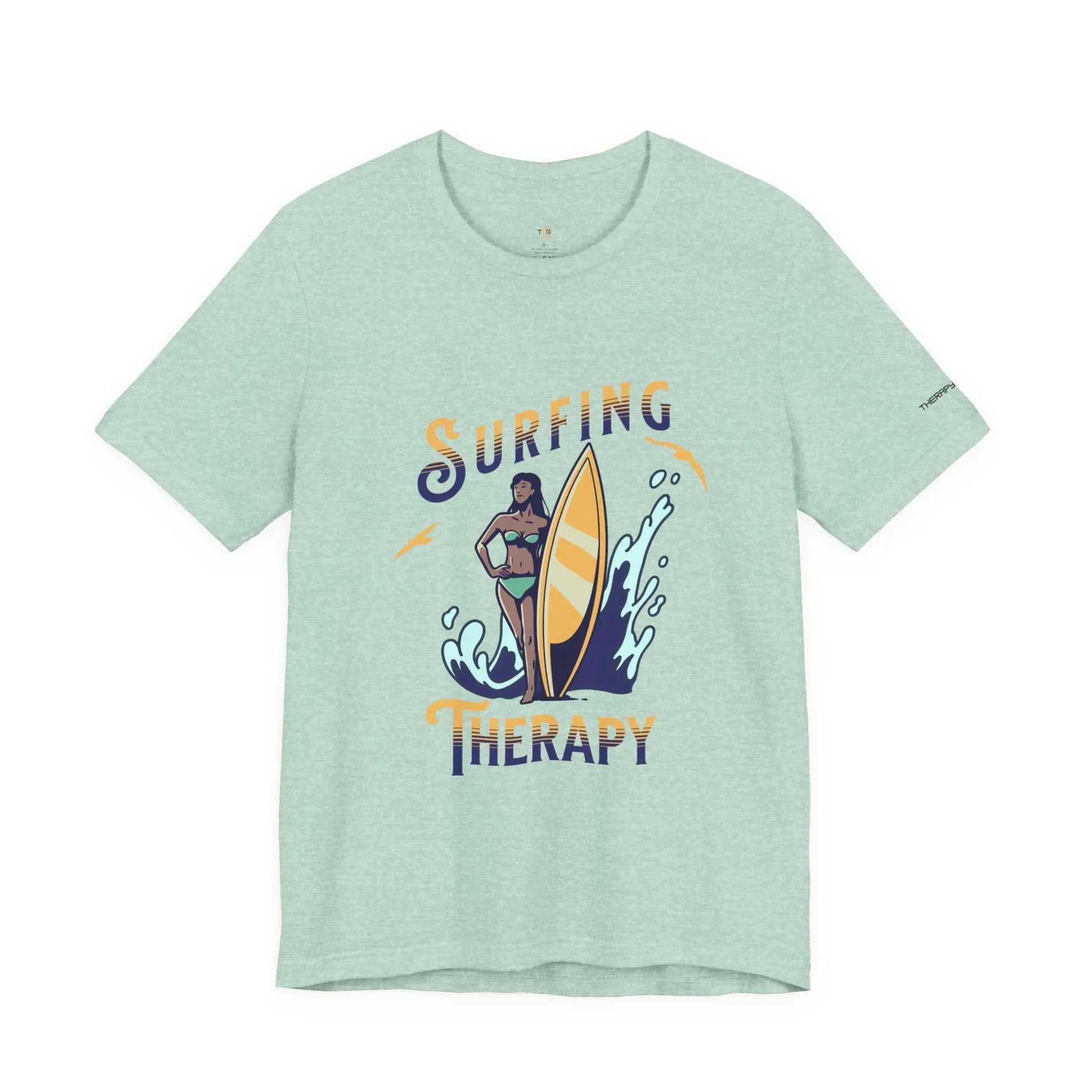 Surfing Therapy Unisex Tee, Surfing Shirt, Beach Lover Gift, Casual Summer Wear, Ocean Vibes T-Shirt, Surfboard Graphic Tee Printify