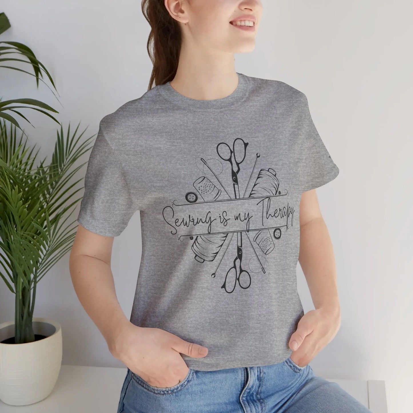 Sewing Therapy Tee - Unisex Jersey Short Sleeve Shirt, Gift for Sewers Printify
