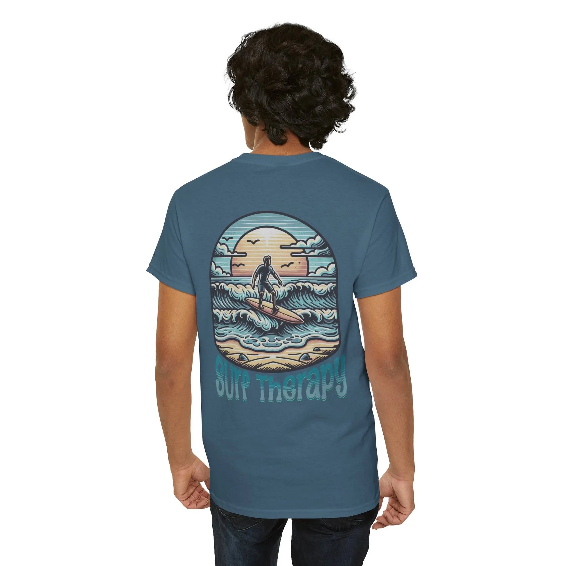 Surf Therapy Unisex Heavy Cotton Tee, Summer Vibes T-Shirt, Beach Day Apparel, Water Sports Gift, Casual Surfwear Printify