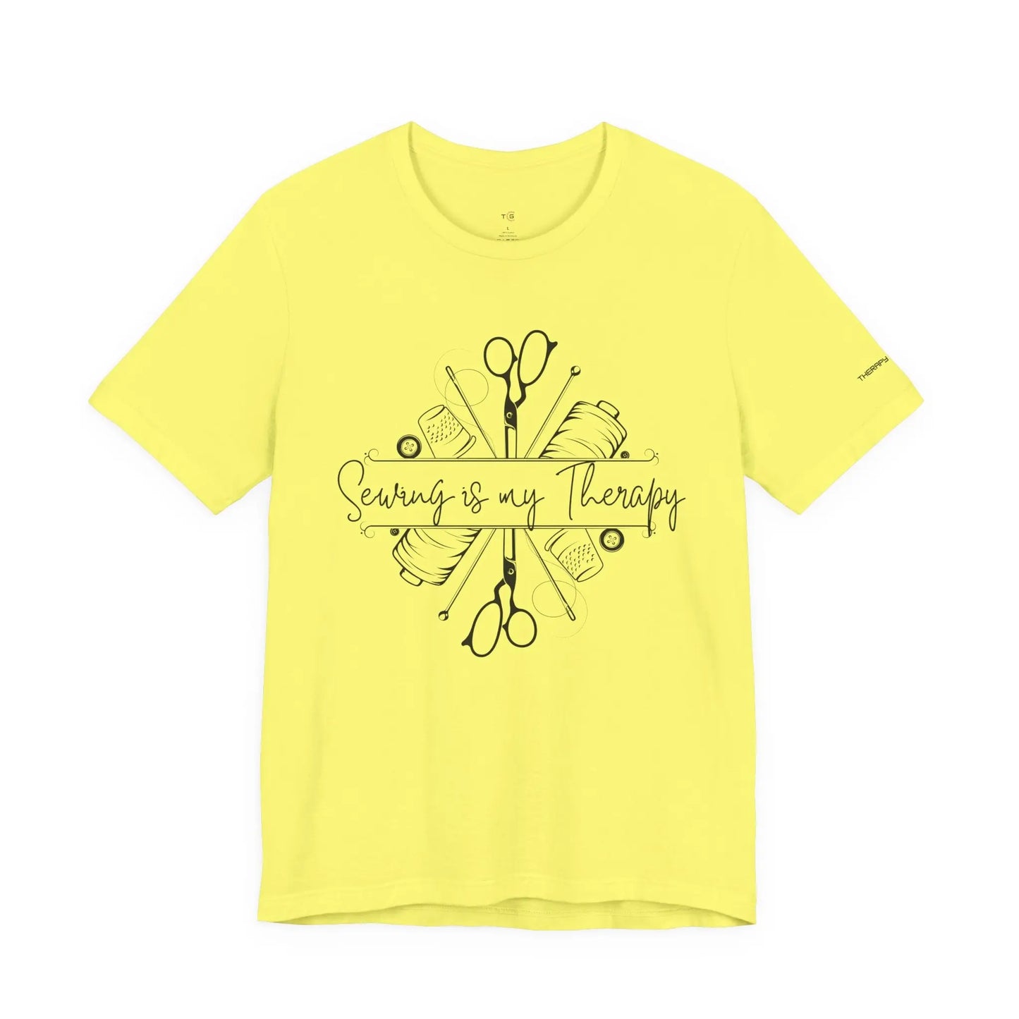 Sewing Therapy Tee - Unisex Jersey Short Sleeve Shirt, Gift for Sewers Printify