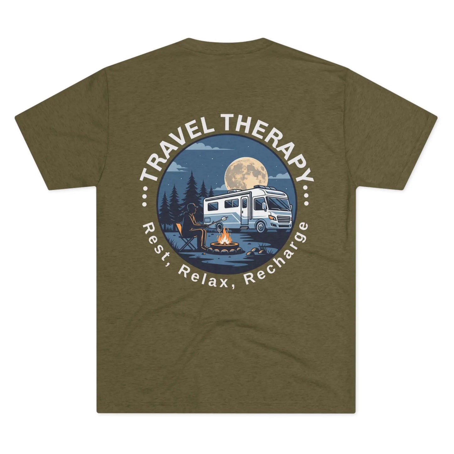 RV Camping T‑Shirt — Moonlit Camper Van & Campfire Graphic Tee Printify
