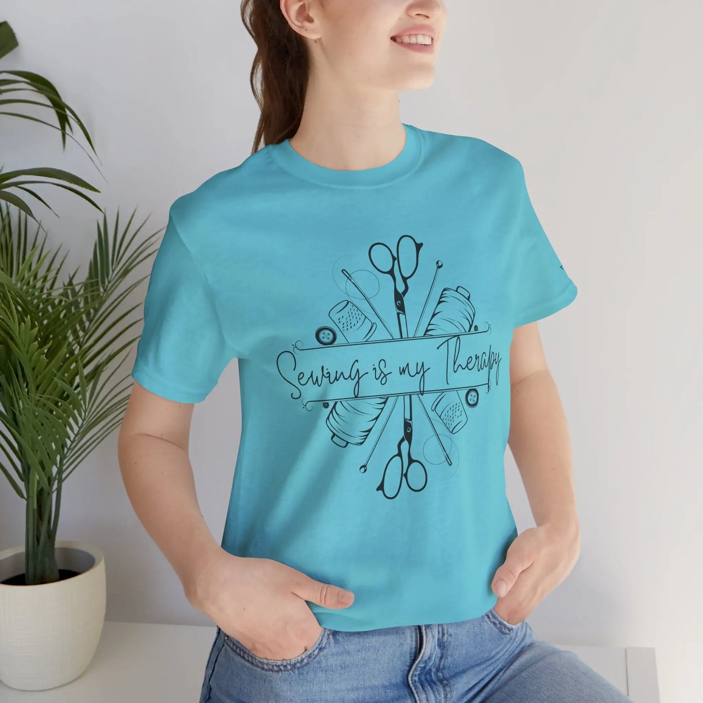 Sewing Therapy Tee - Unisex Jersey Short Sleeve Shirt, Gift for Sewers Printify