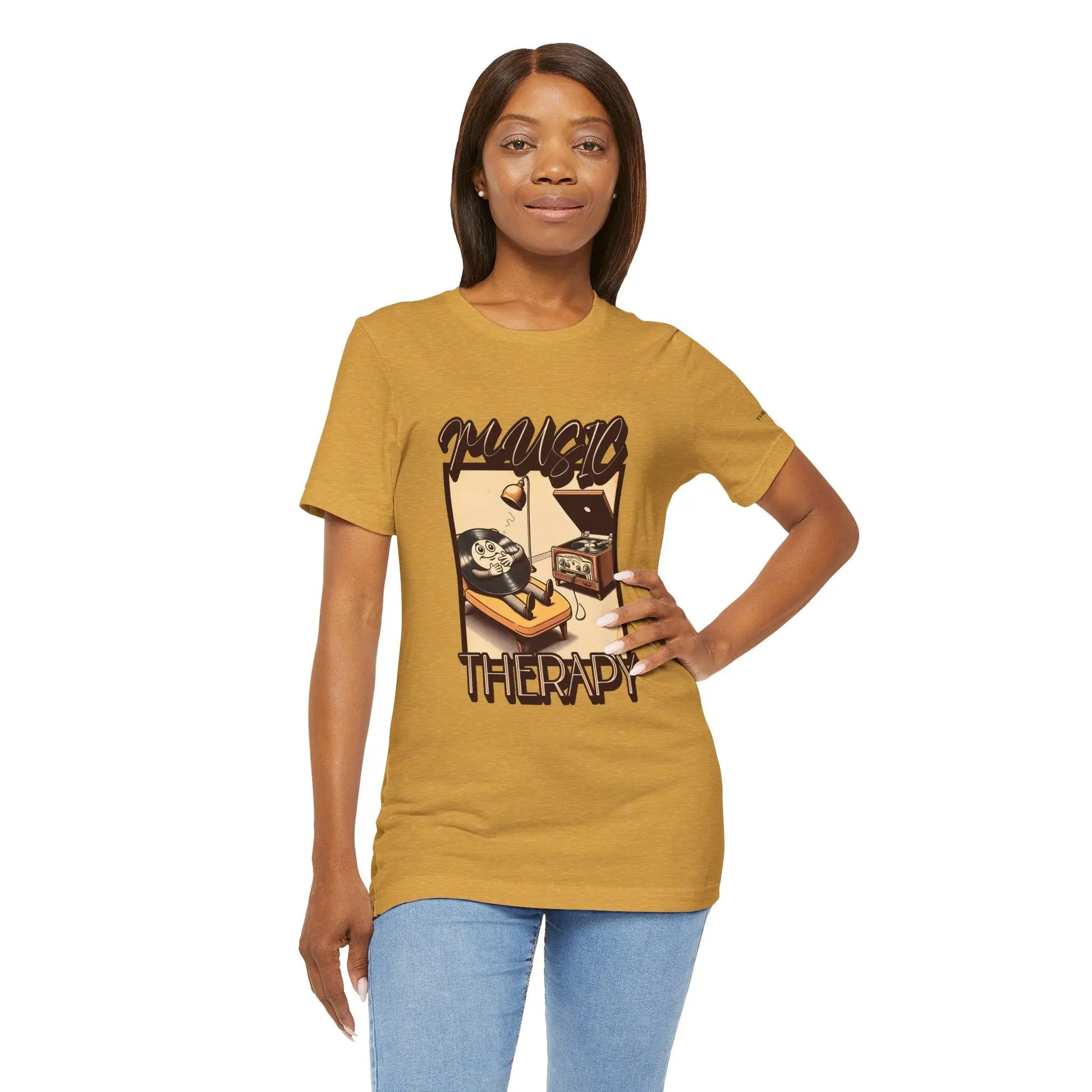 Music Therapy Unisex Tee, Casual Music Shirt, Perfect Gift for Music Lovers, Therapeutic Vibe Tee for Relaxation, Music Appreciation Printify