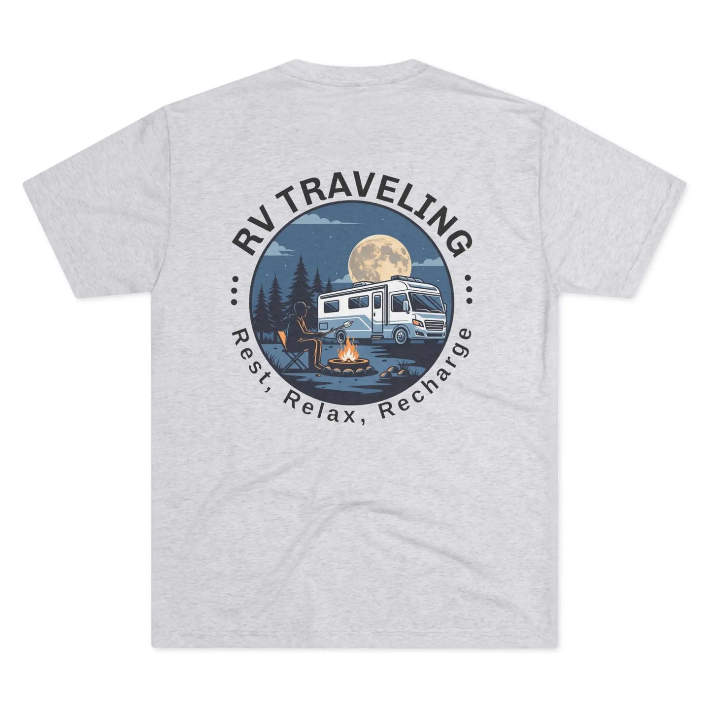 RV Traveling T‑Shirt – 'Rest, Relax, Recharge' Campervan Camping Tee Printify