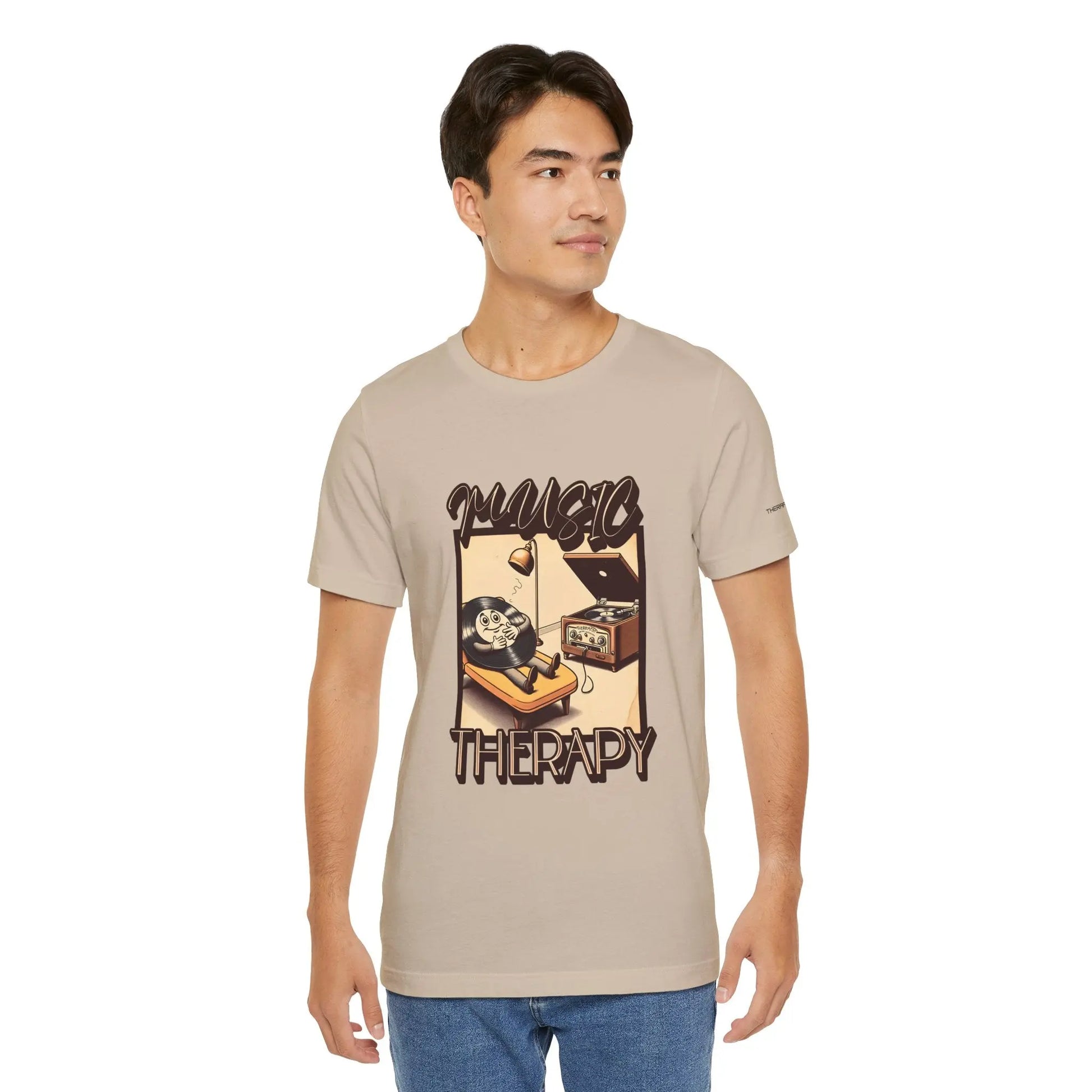 Music Therapy Unisex Tee, Casual Music Shirt, Perfect Gift for Music Lovers, Therapeutic Vibe Tee for Relaxation, Music Appreciation Printify