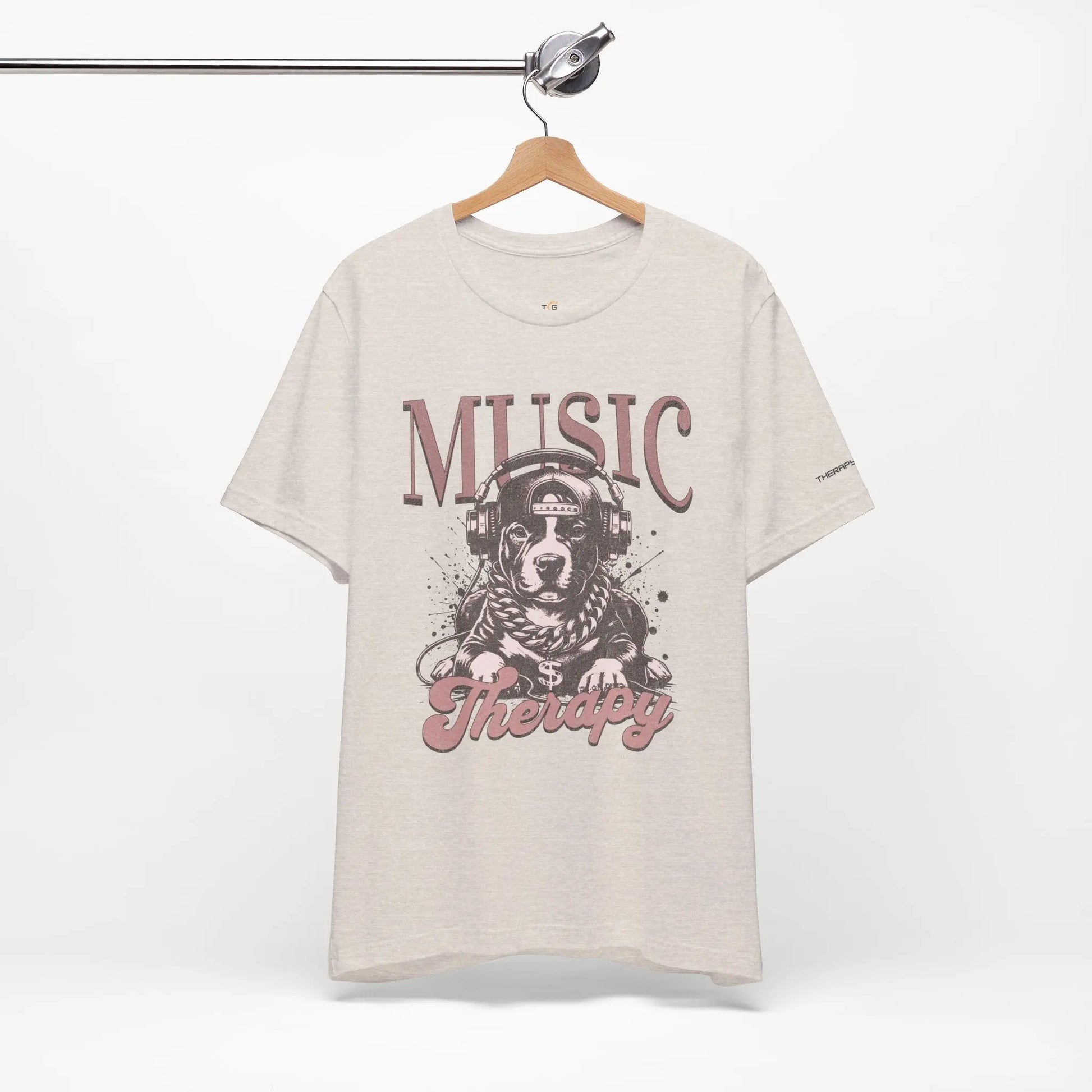 Music Therapy Unisex Jersey Tee - Perfect Gift for Music Lovers, Dog Owners, Casual Wear, Relaxation, & Dog Lovers! Printify