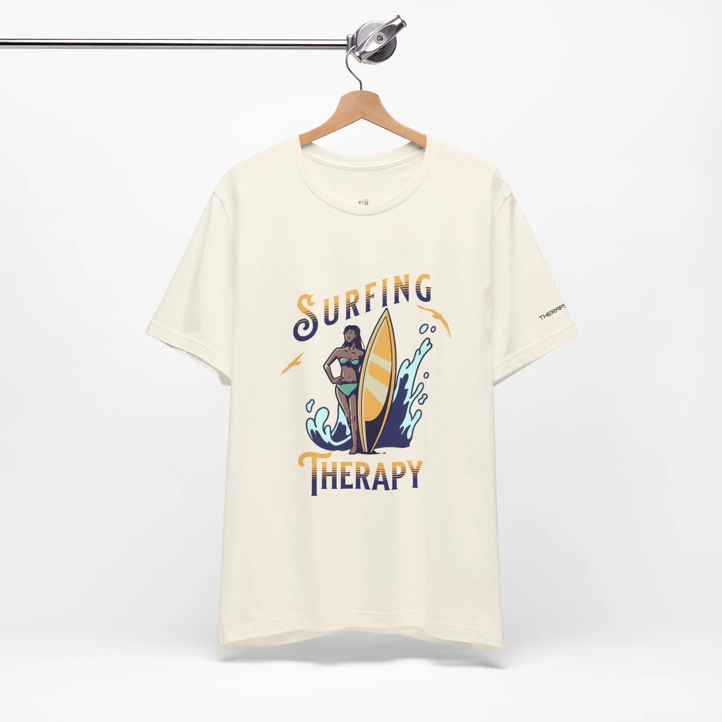 Surfing Therapy Unisex Tee, Surfing Shirt, Beach Lover Gift, Casual Summer Wear, Ocean Vibes T-Shirt, Surfboard Graphic Tee Printify