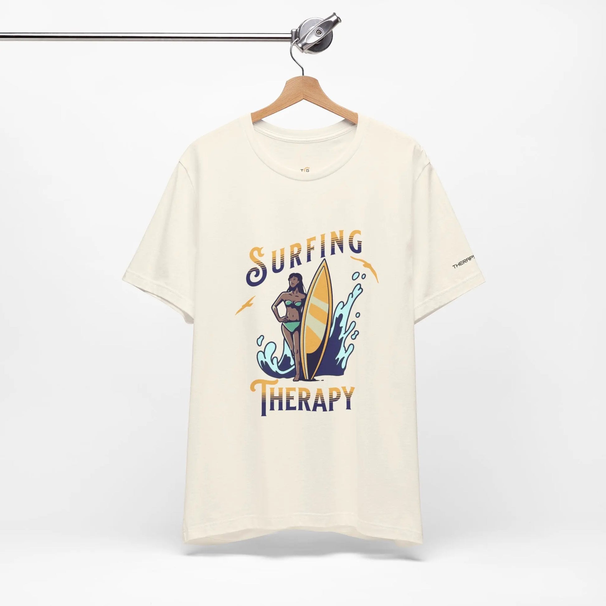 Surfing Therapy Unisex Tee, Surfing Shirt, Beach Lover Gift, Casual Summer Wear, Ocean Vibes T-Shirt, Surfboard Graphic Tee Printify