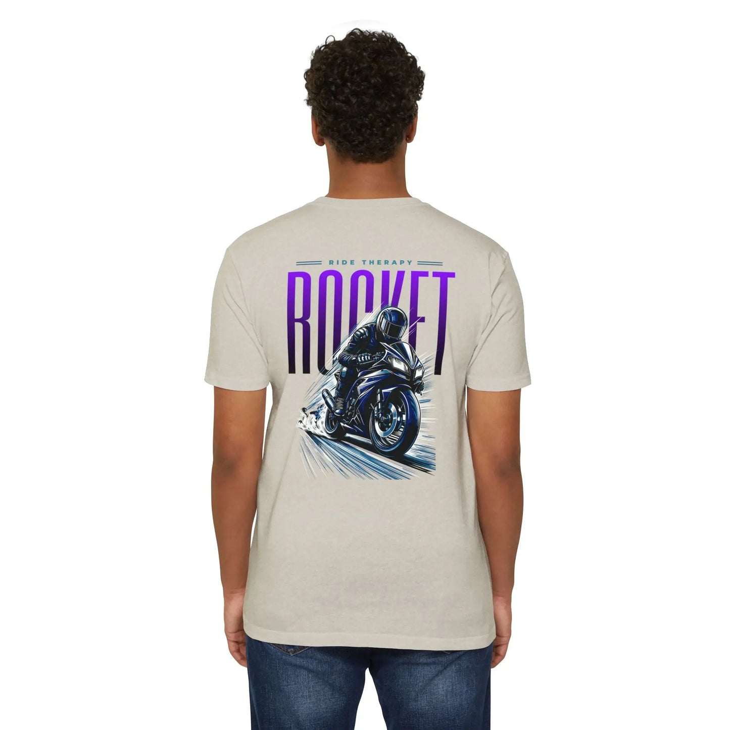 Rocket Themed Unisex Tee, Motorcycle Lover Gift, Casual Wear, Gift for Bikers, Unique Graphic T-Shirt Printify