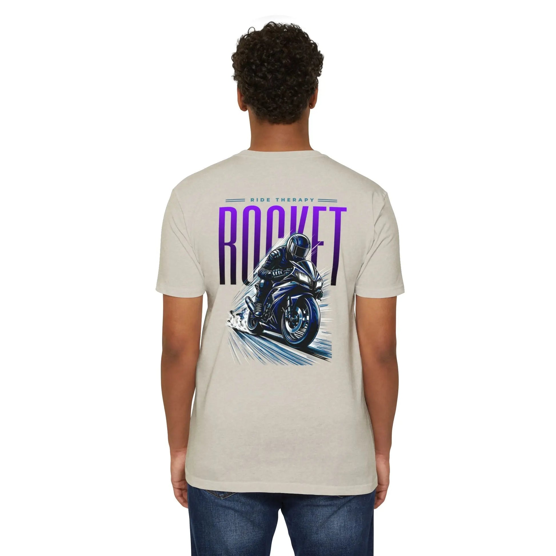 Rocket Themed Unisex Tee, Motorcycle Lover Gift, Casual Wear, Gift for Bikers, Unique Graphic T-Shirt Printify