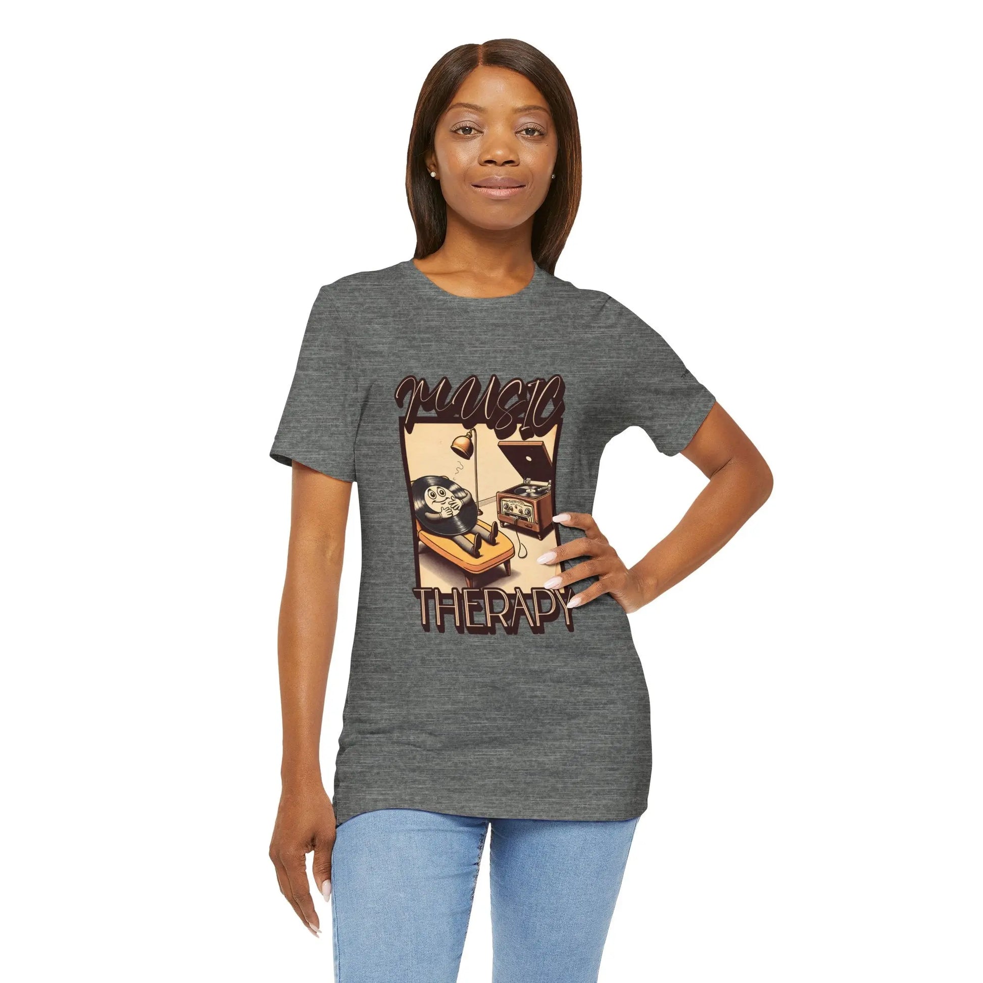 Music Therapy Unisex Tee, Casual Music Shirt, Perfect Gift for Music Lovers, Therapeutic Vibe Tee for Relaxation, Music Appreciation Printify