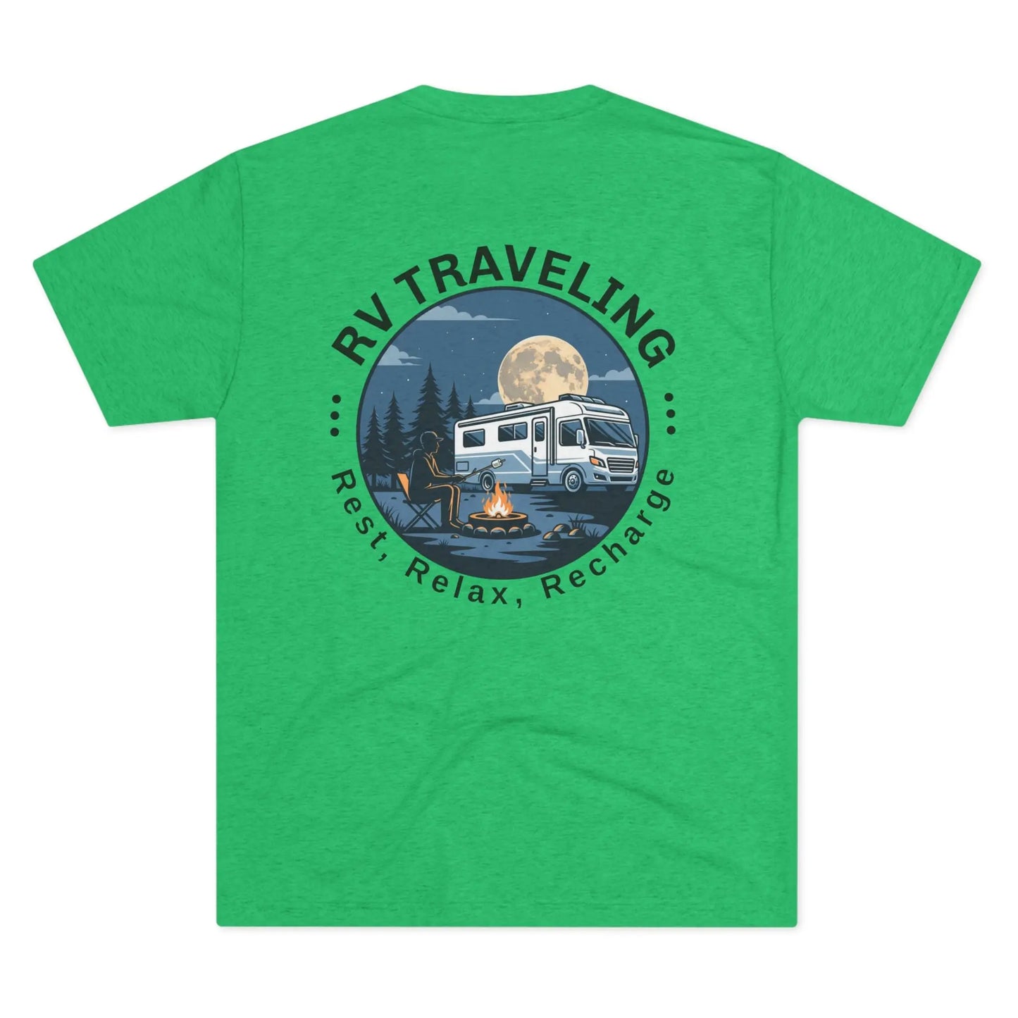 RV Traveling T‑Shirt – 'Rest, Relax, Recharge' Campervan Camping Tee Printify