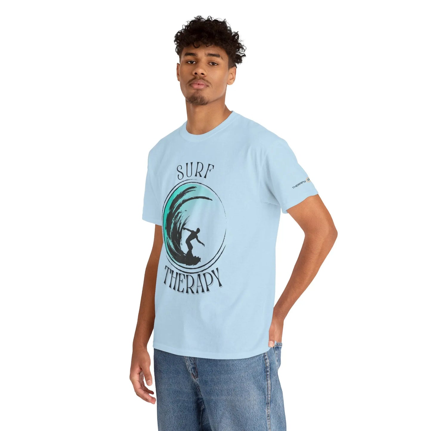 Surf Therapy Unisex Heavy Cotton Tee | Relaxed Fit Summer Shirt, Beach Lover Gift, Surfing Apparel, Ocean Vibes T-Shirt, Fun Casual Wear Printify