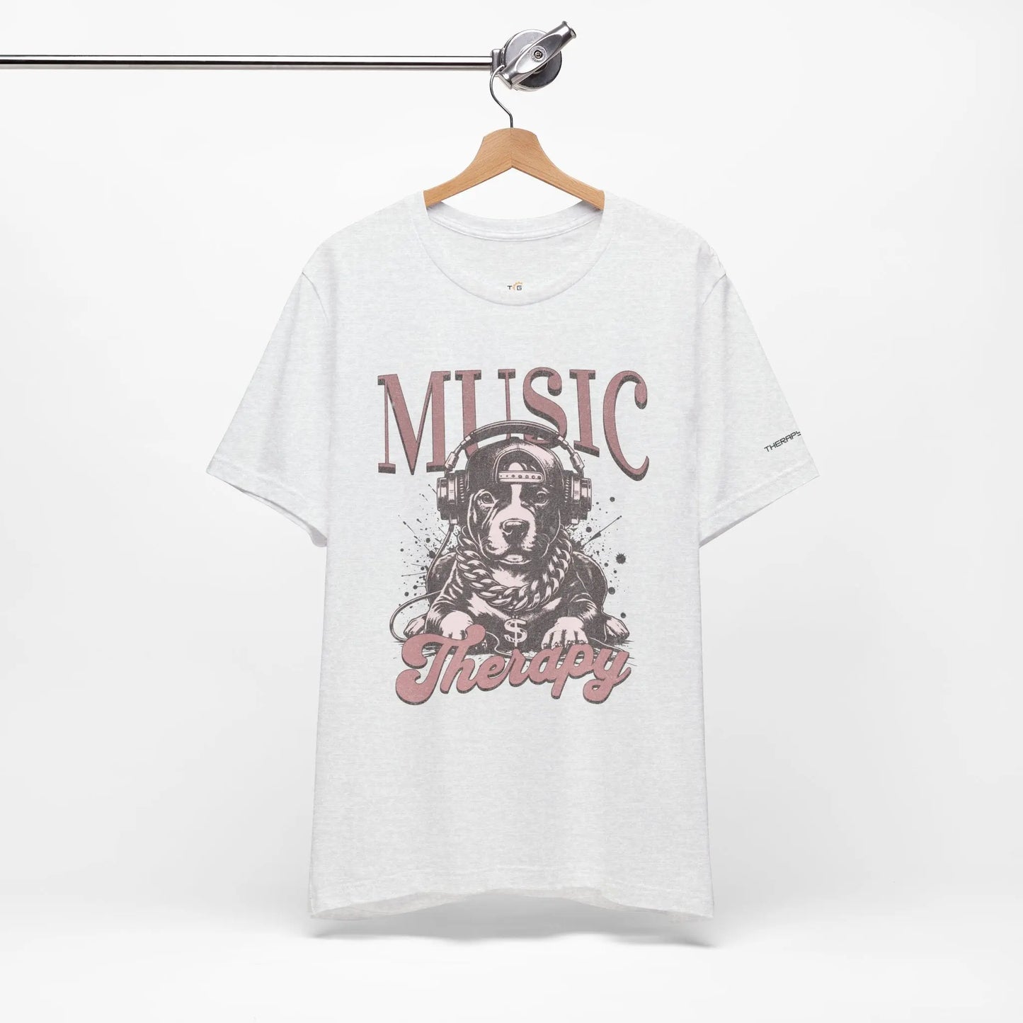 Music Therapy Unisex Jersey Tee - Perfect Gift for Music Lovers, Dog Owners, Casual Wear, Relaxation, & Dog Lovers! Printify