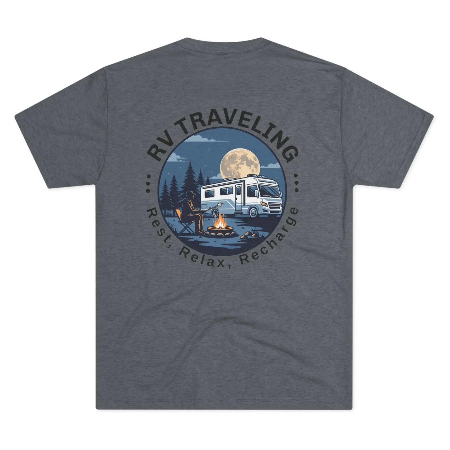 RV Traveling T‑Shirt – 'Rest, Relax, Recharge' Campervan Camping Tee Printify