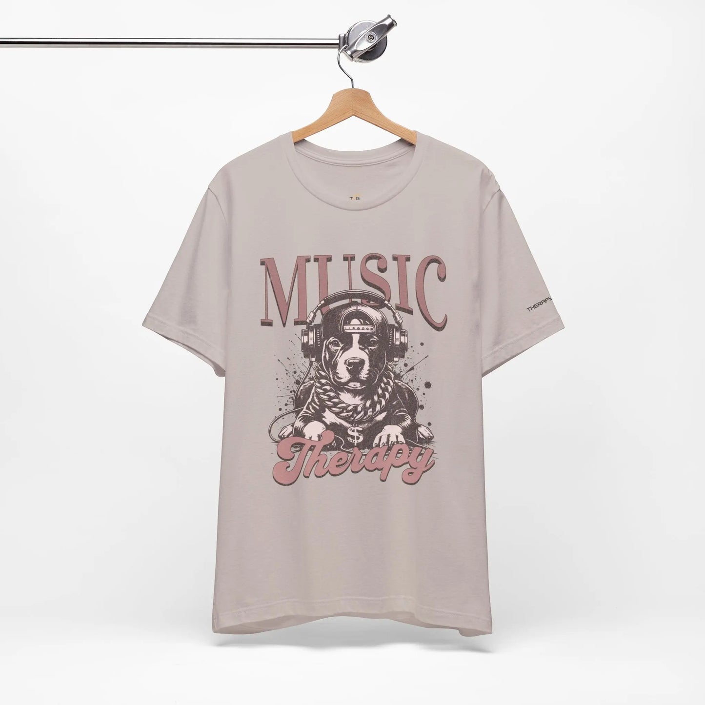 Music Therapy Unisex Jersey Tee - Perfect Gift for Music Lovers, Dog Owners, Casual Wear, Relaxation, & Dog Lovers! Printify