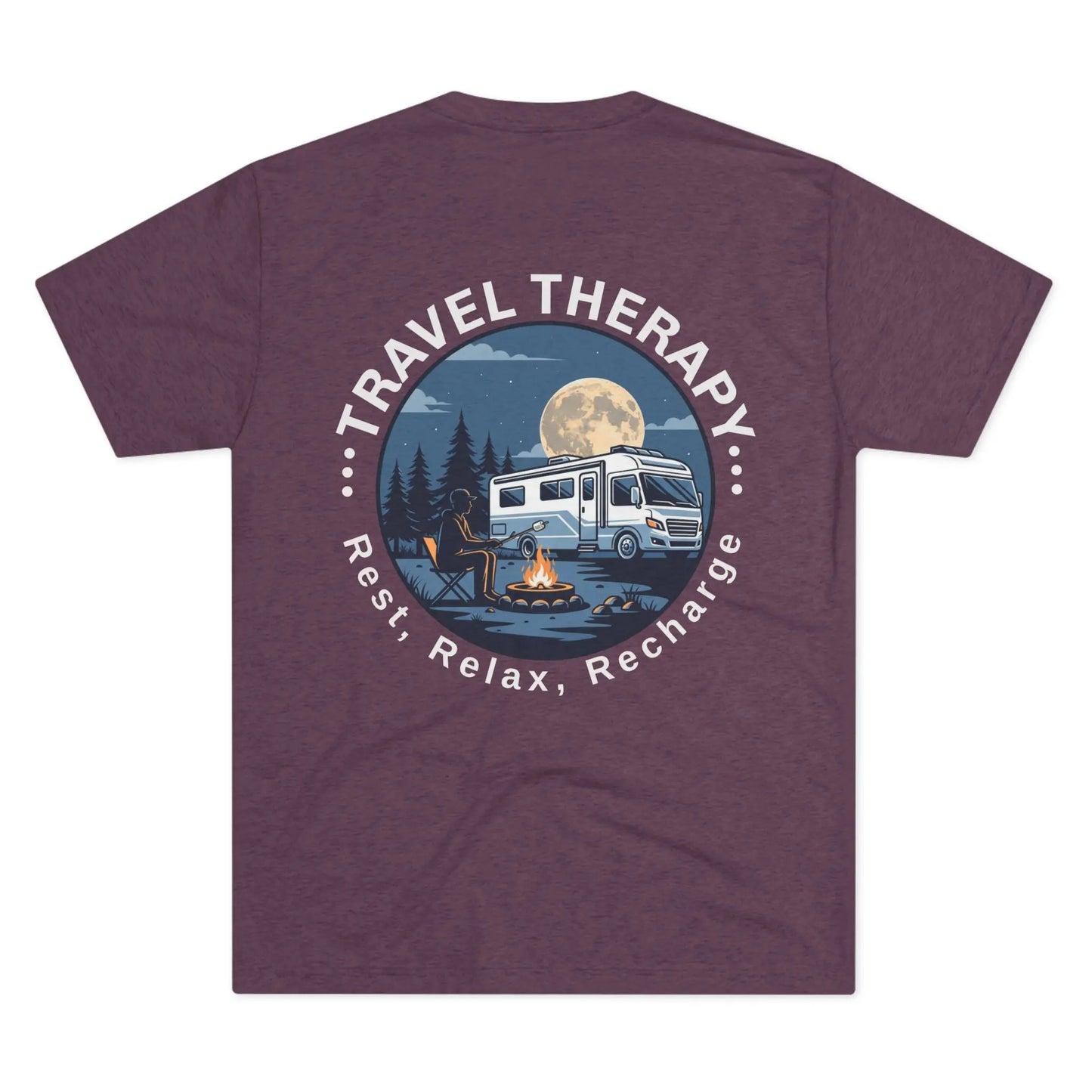 RV Camping T‑Shirt — Moonlit Camper Van & Campfire Graphic Tee Printify