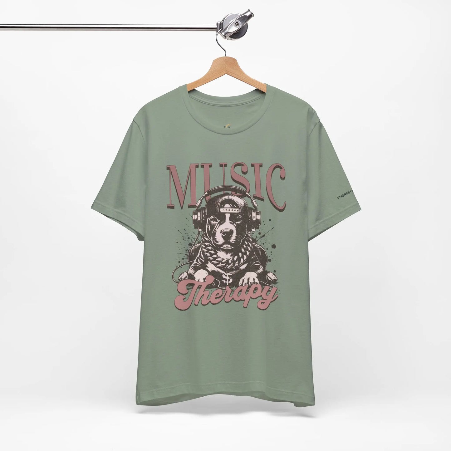 Music Therapy Unisex Jersey Tee - Perfect Gift for Music Lovers, Dog Owners, Casual Wear, Relaxation, & Dog Lovers! Printify