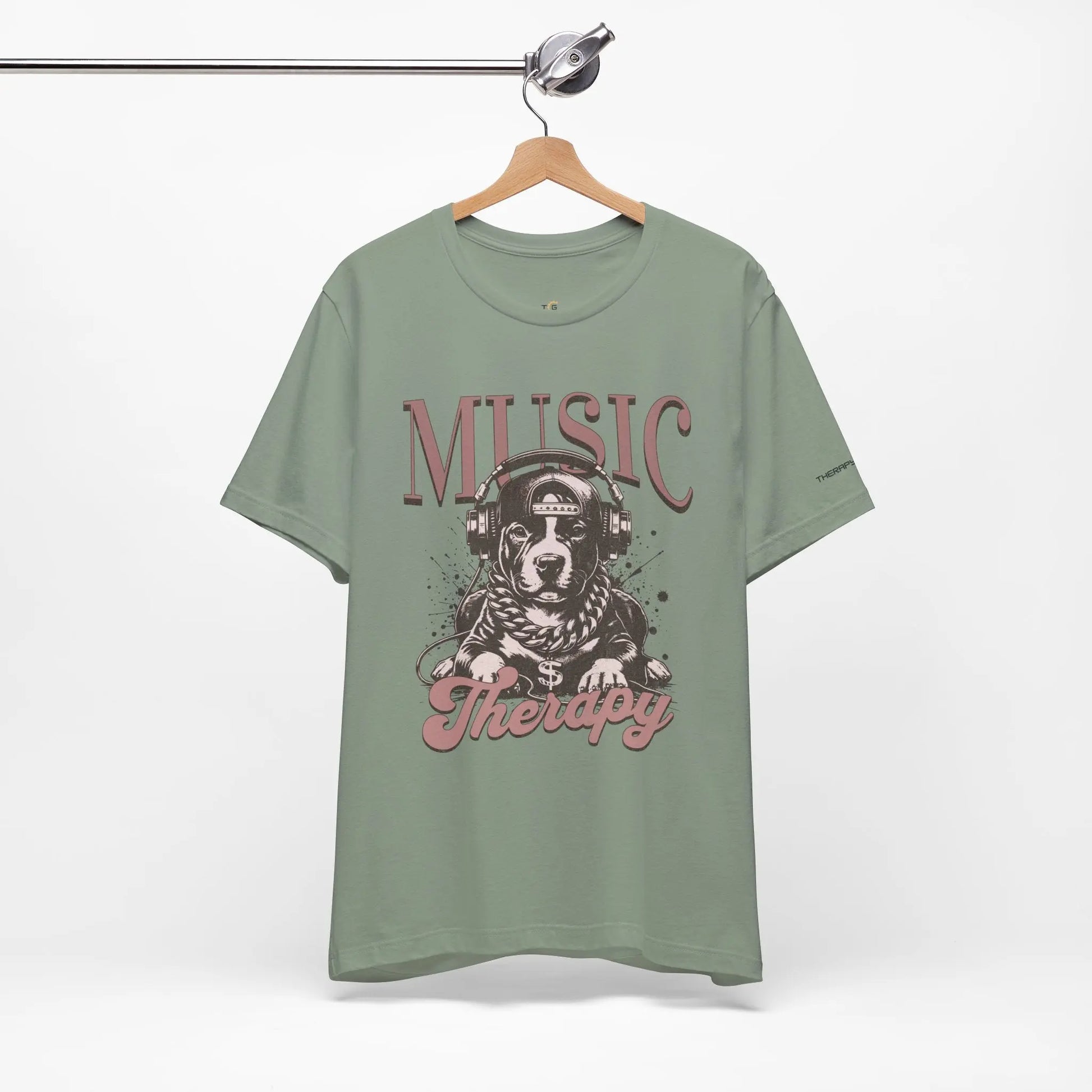 Music Therapy Unisex Jersey Tee - Perfect Gift for Music Lovers, Dog Owners, Casual Wear, Relaxation, & Dog Lovers! Printify